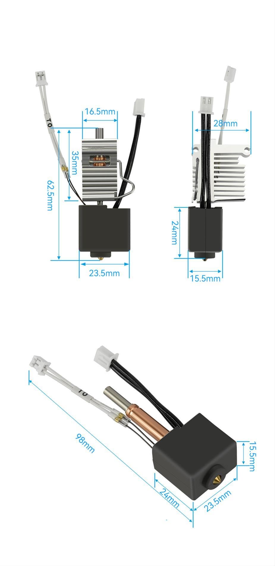 Anycubic Kobra 3 Full Hotend Seti Soğutucu Gövde Dahil(Sertleştirilmiş Çelik Nozzle)