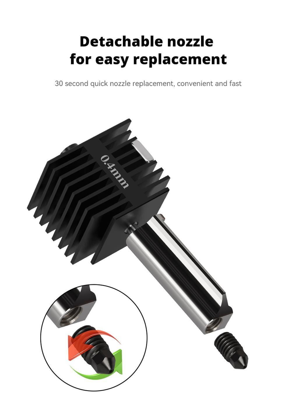 Bambu Lab A1-A1 Mini Sertleştirilmiş  Çelik Nozzle 500°C(0.2mm)