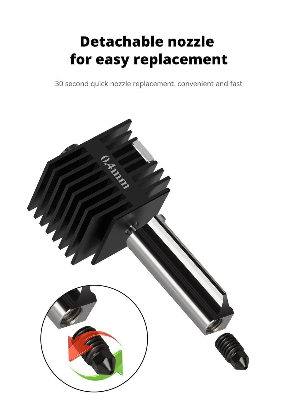 Bambu Lab A1-A1 Mini Sertleştirilmiş  Çelik Nozzle 500°C(0.4mm)