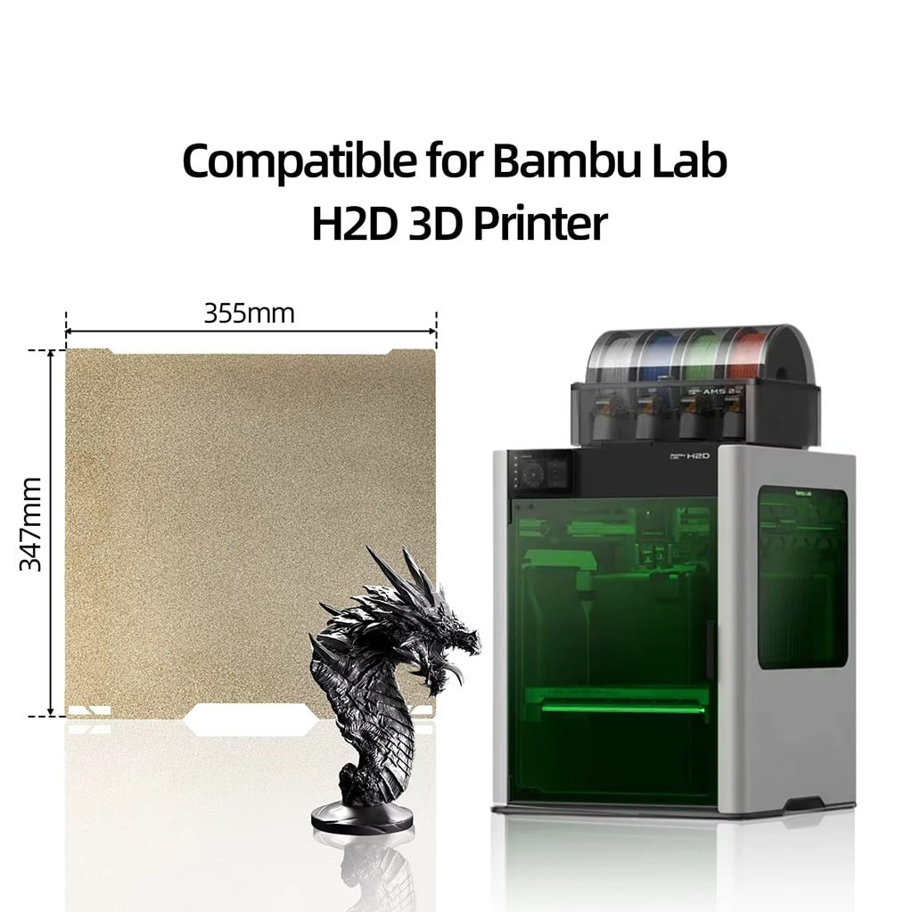 Bambu Lab H2D-H2S Çift Taraflı Pütürlü Pei Yay Çeliği Tabla-355x347mm