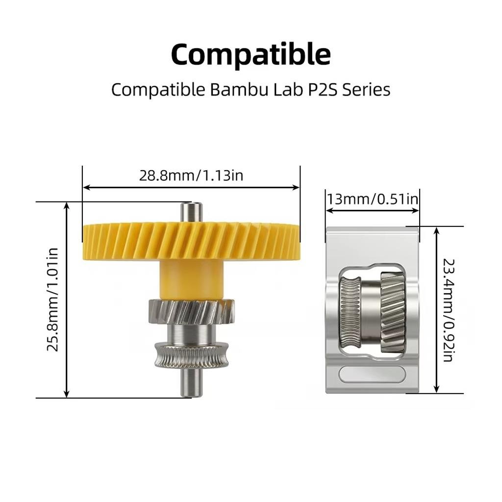 Bambu Lab P2S Sertleştirilmiş Çelik Nikel Kaplama Extruder Dişli Seti