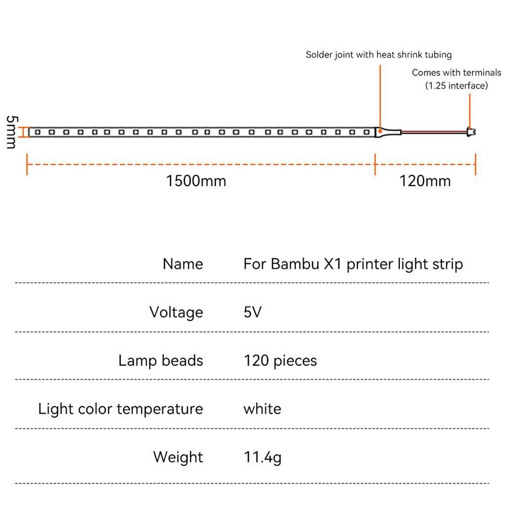Bambu Lab X1 Geliştirilmiş Led Aydınlatma(1,5mt)