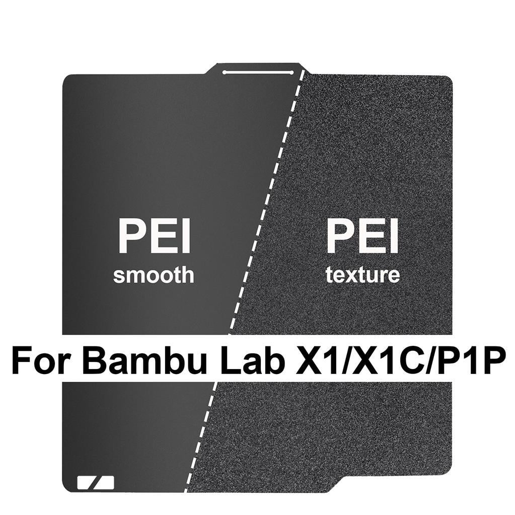 Bambu Lab X1 P1P Çift Taraflı Siyah Düz Pei-Siyah Pütürlü Pei Kaplı Yay Çeliği Tabla-257x257mm