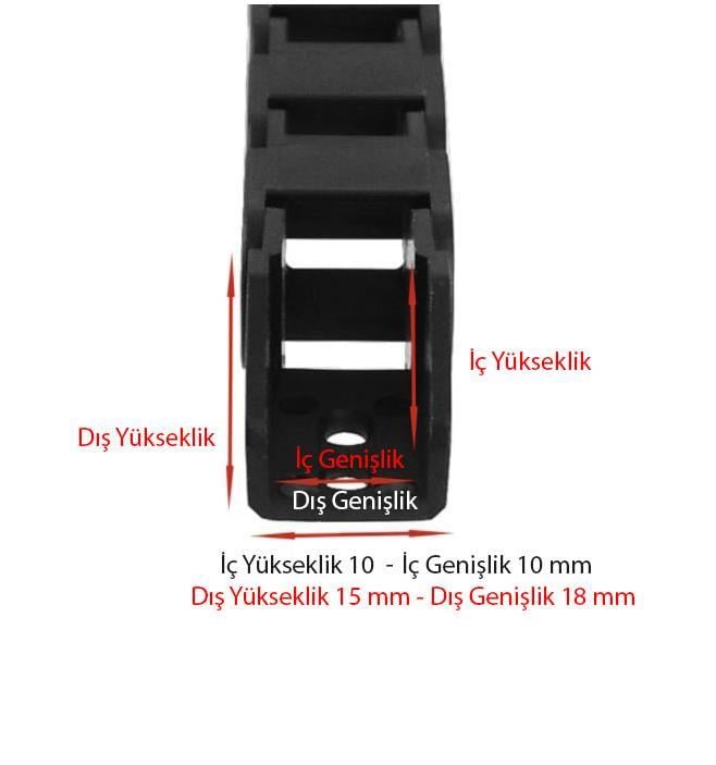 Cnc-3D Yazıcı Drag Zincir Kablo Taşıyıcı 1 Metre(10x10)