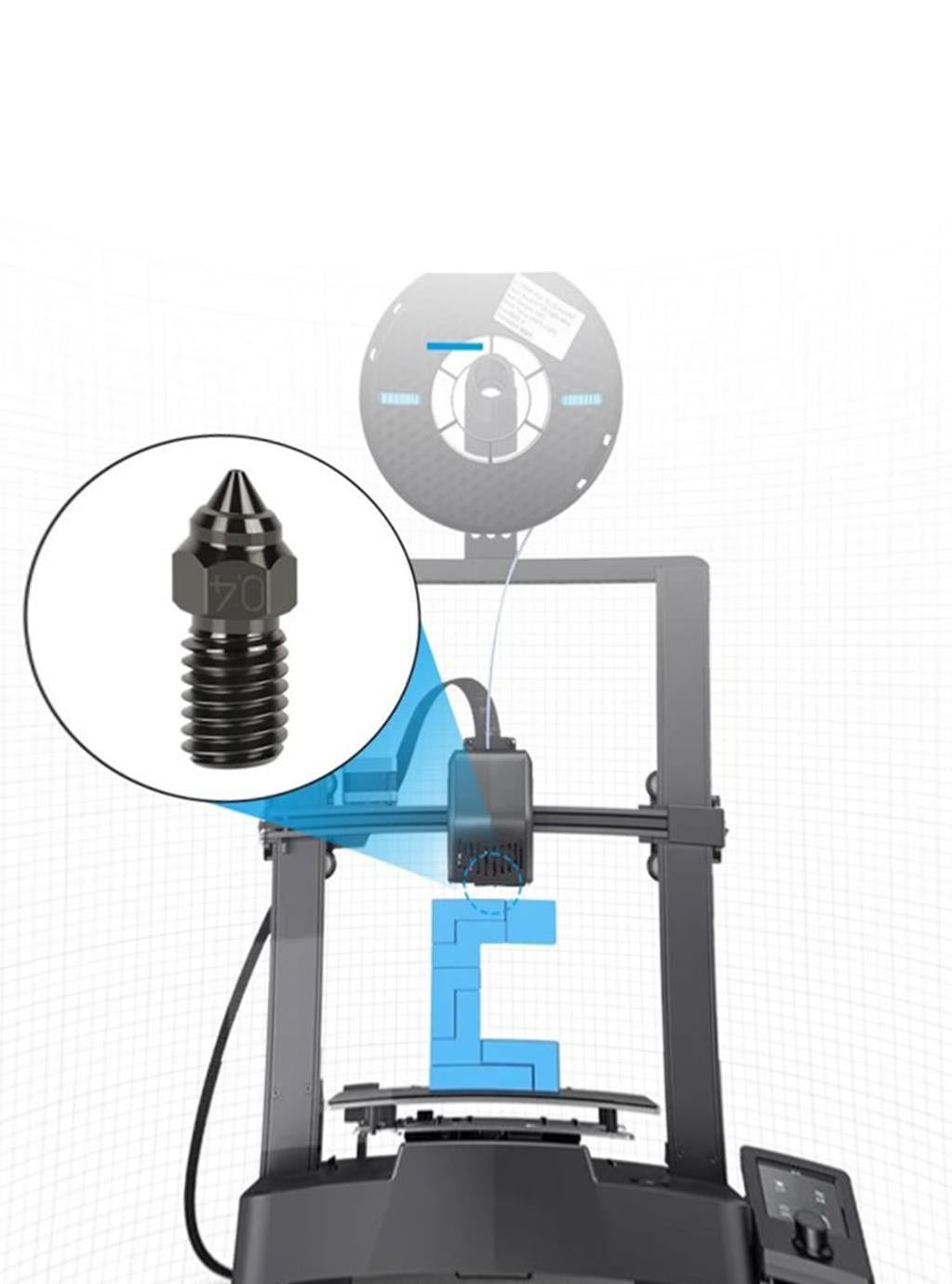 Creality Ender 3 V3 SE-Ender 7-Ender 5 S1 Sertleştirilmiş Çelik Nozzle(0.4mm)