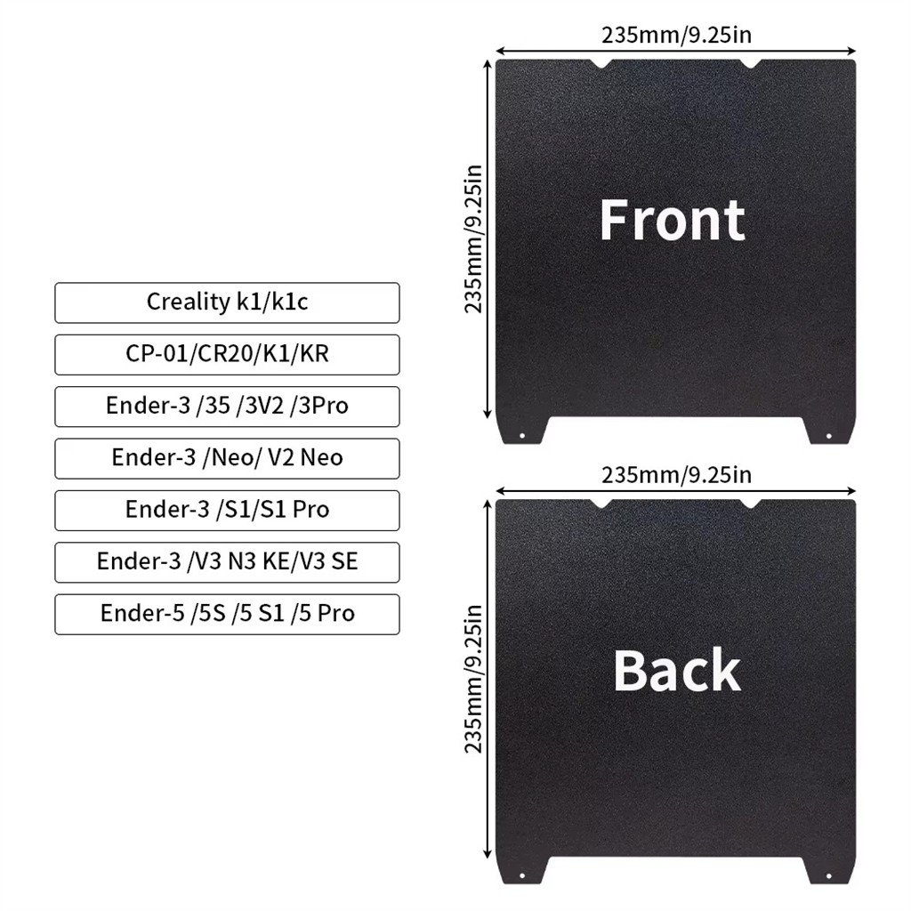 Creality K1-Ender3-S1 Ender5-S1 Çift Taraflı Epoxy Kaplı Yay Çeliği Tabla-235x235mm
