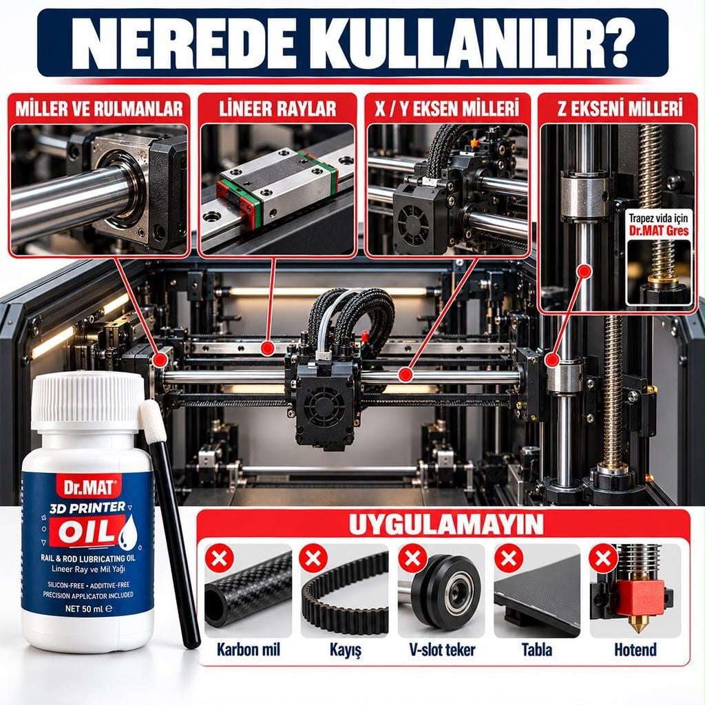 Dr.Mat 3D Yazıcı Eksen Mil Bakım Yağı (İnce Yağ)50 ML