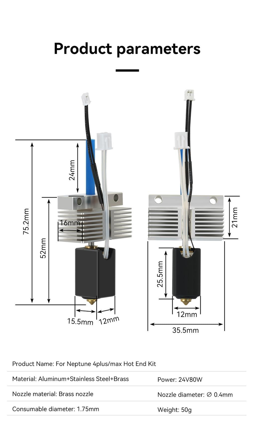 Elegoo Neptune 4 Plus-Max Full Hotend Seti(Soğutucu Gövde Dahil)