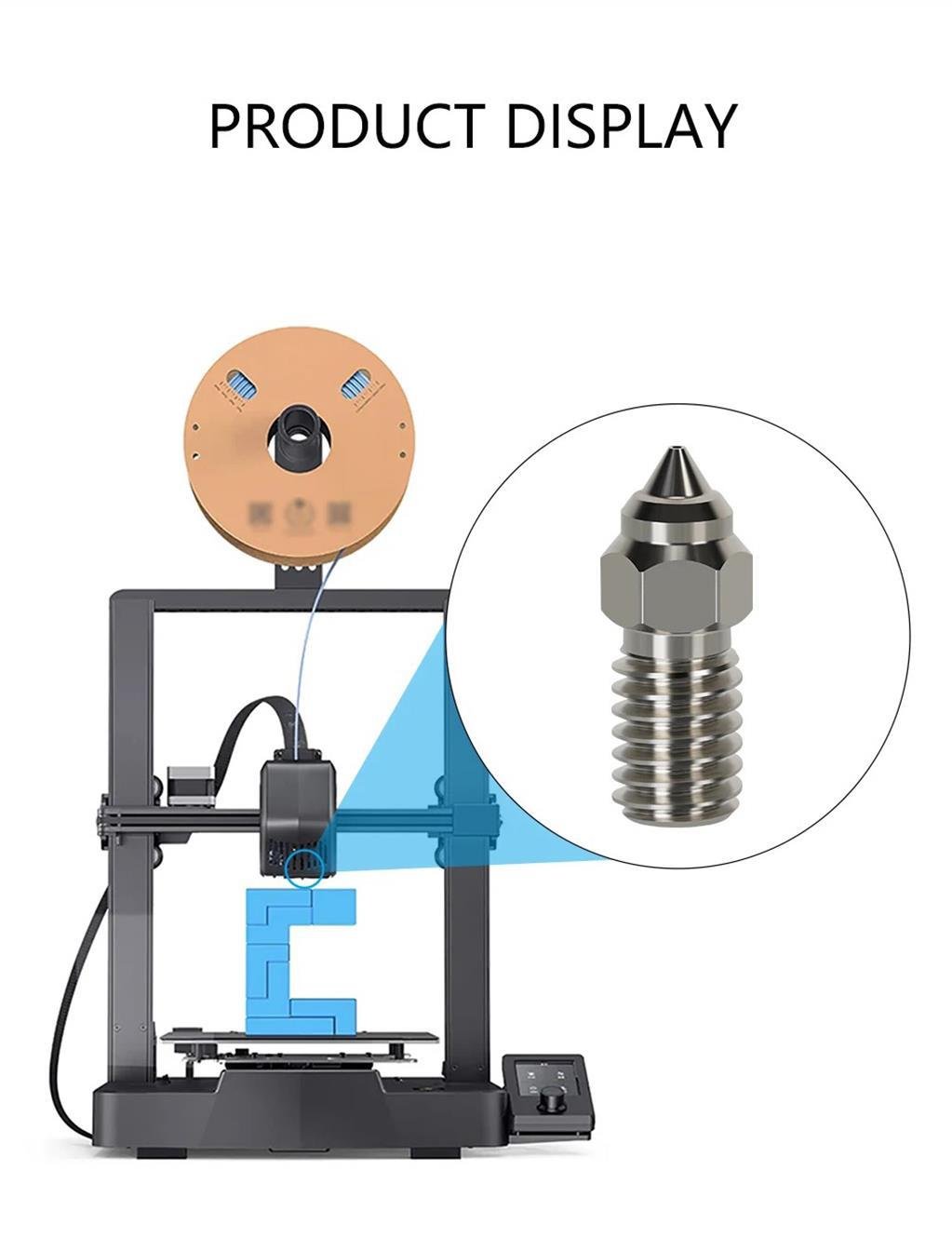 Ender 3 V3 SE-Ender 7-Ender 5 S1  Krom Zirkonyum Bakır Nozzle 500°C(0.4mm)