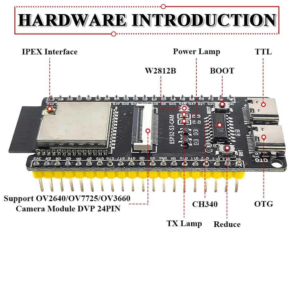 ESP32 S3 N16R8+2.8 Inch TFT SPI 240x320+ESP32-S3 Geliştirme Kartı V1.3(3Lü Set)