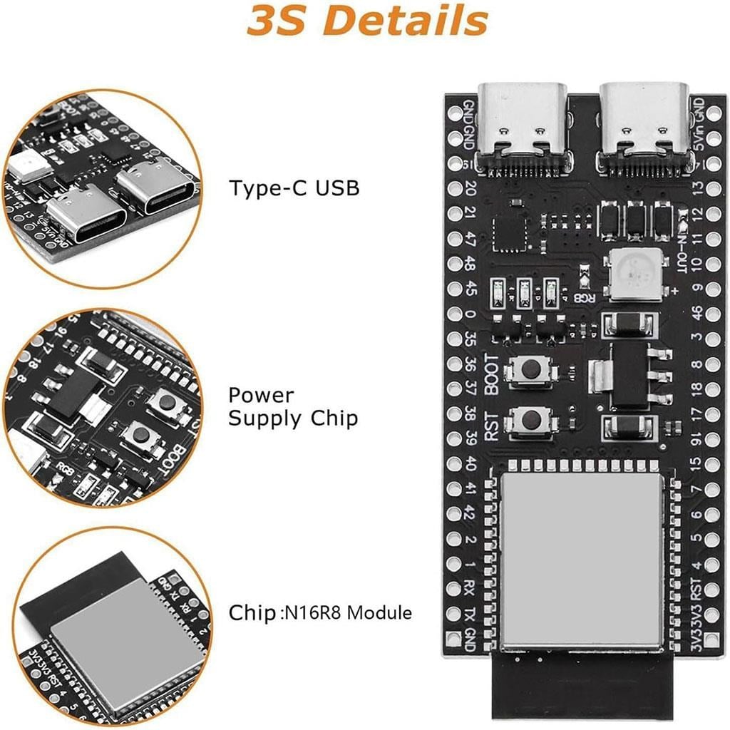 ESP32 S3 N8R2 Wifi ve Bluetooth Geliştirme Kartı