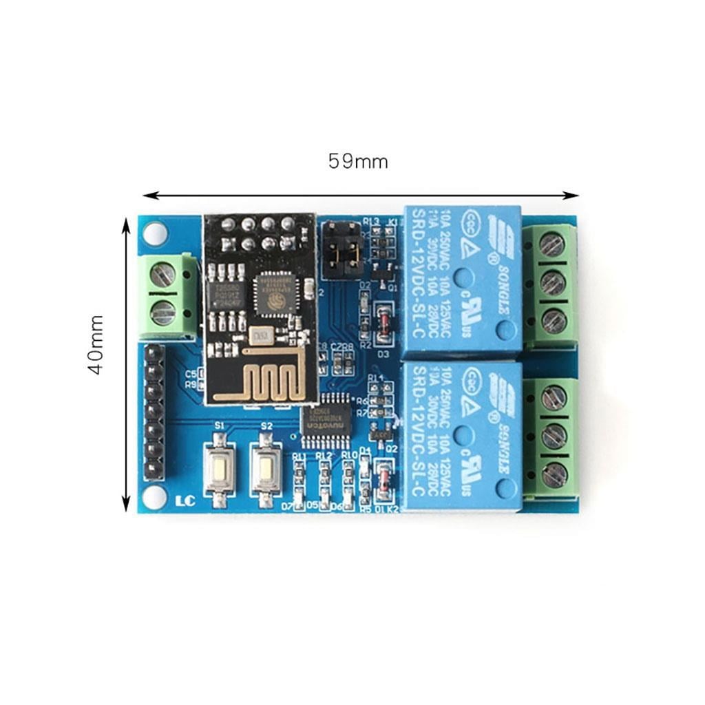 ESP8266 ESP-01S 12V 2Kanal Wifi Röle Modülü-ESP8266 Dahil