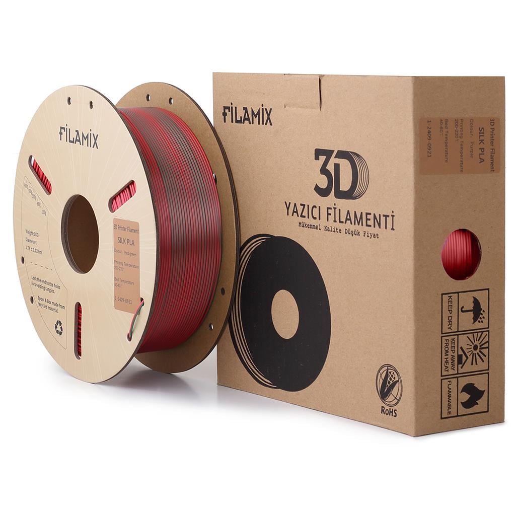 Filamix Silk Magic PLA Filament 1.75mm 1Kg-Kırmızı-Yeşil