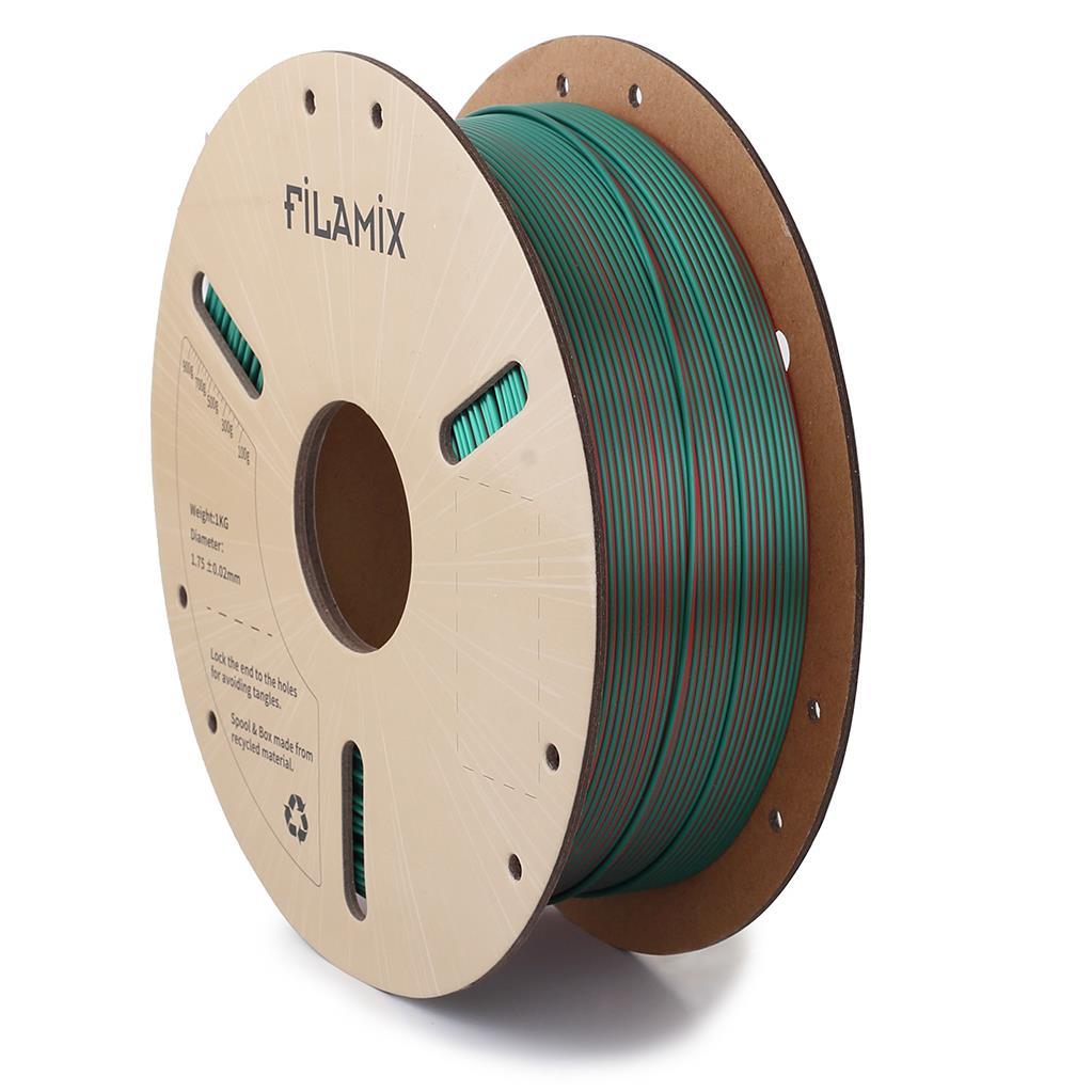 Filamix Silk Magic PLA Filament 1.75mm 1Kg-Kırmızı-Yeşil
