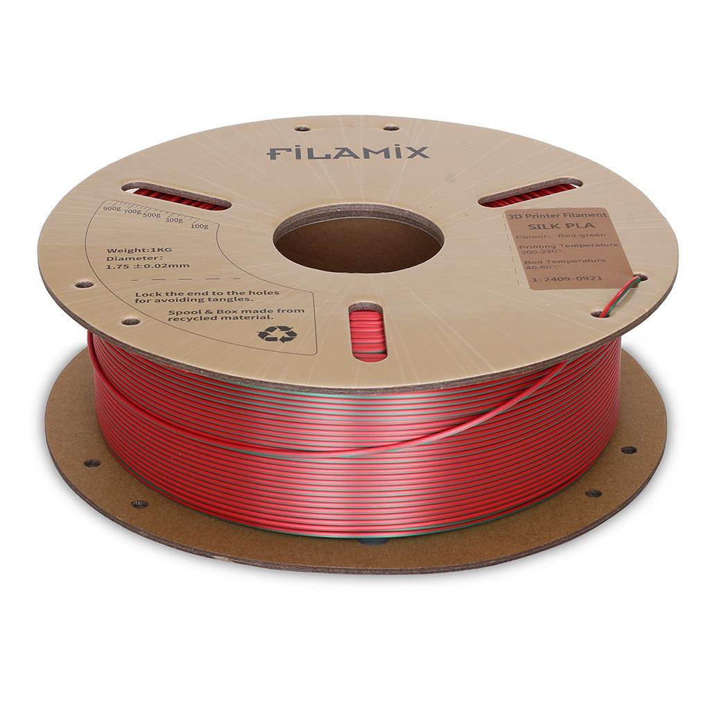 Filamix Silk Magic PLA Filament 1.75mm 1Kg-Kırmızı-Yeşil
