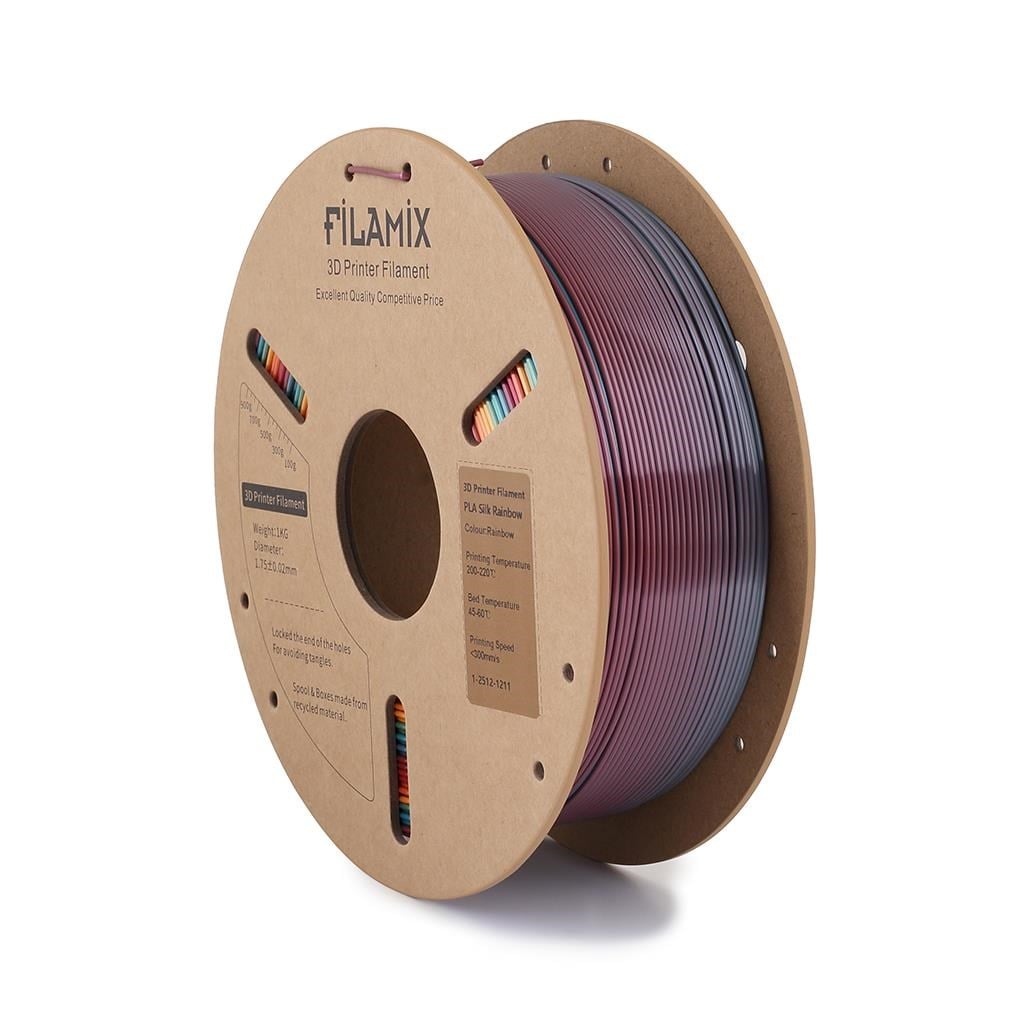 Filamix Silk PLA Filament 1.75mm 1Kg-Rainbow