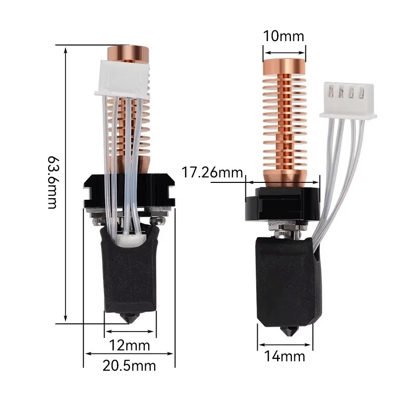 Flashforge 5M-5M Pro Yükseltilmiş Hotend Dairesel Bakır Gövde-Sertleştirilmiş Nozzle-0.4mm