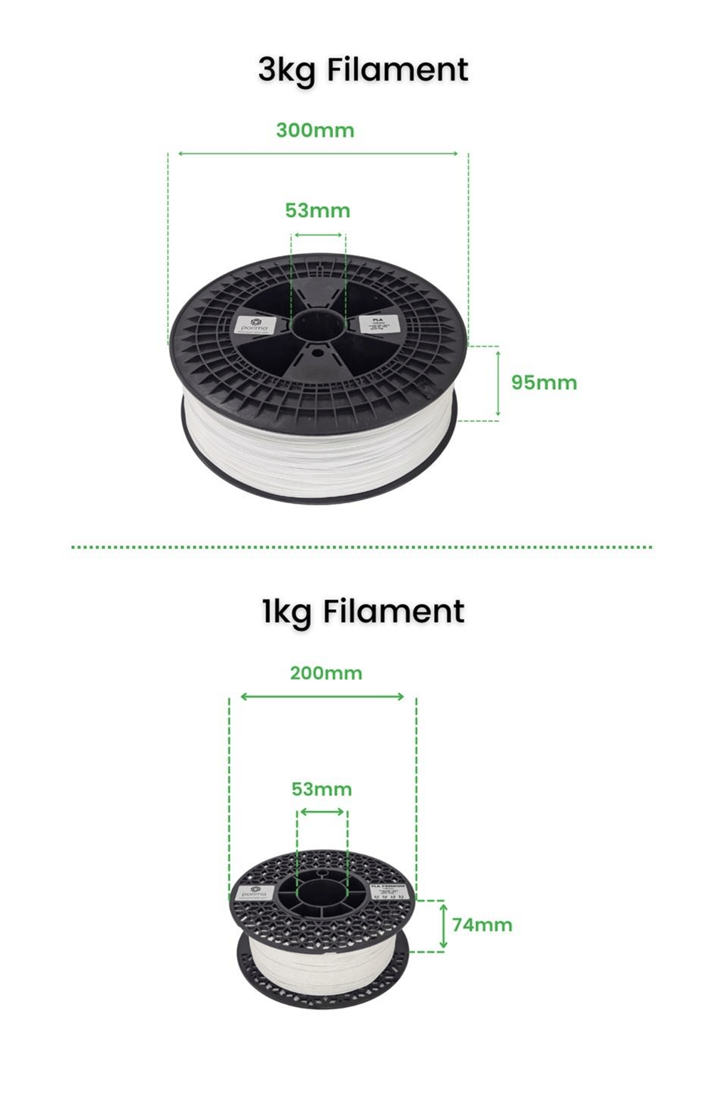 Porima PLA 1.75mm Naturel RAL9005 Filament 3 Kg