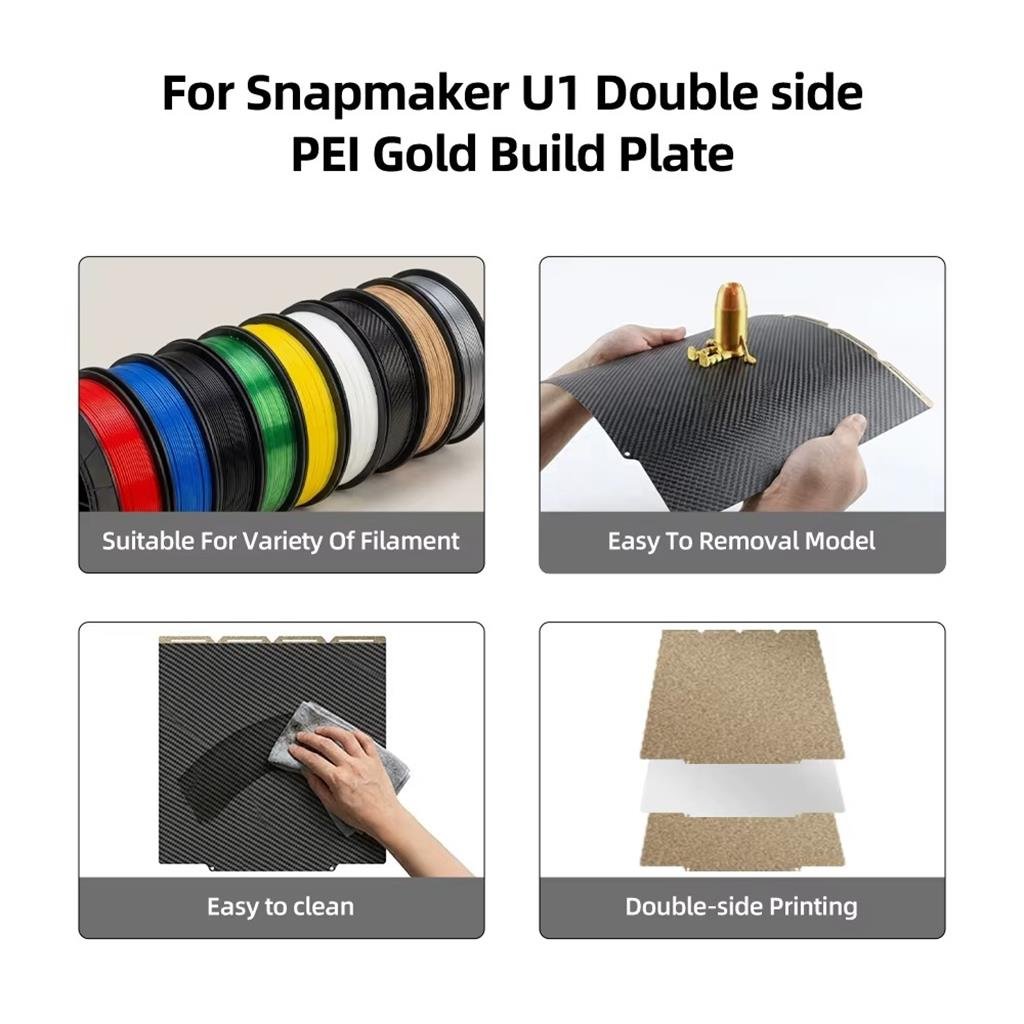 Snapmaker U1 Çift Taraflı Pet-Pütürlü Pei Kaplı Baskı Yüzeyi-270x270mm