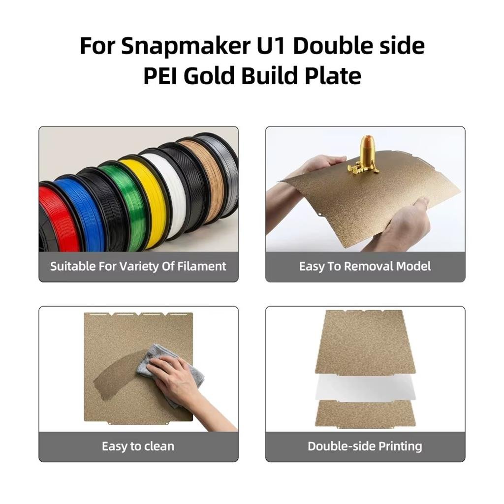 Snapmaker U1 Çift Taraflı Pütürlü Pei Baskı Yüzeyi-Siyah-270x270mm