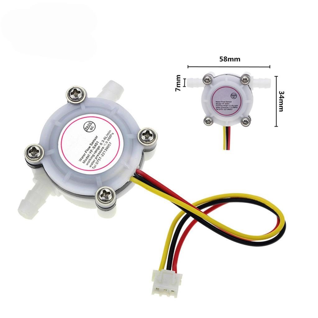 Su Akış Sensörü Beyaz-Debi Metre 0.3-6L/dak.YF-S401-DC5-12V(7mm Boru Girişli)