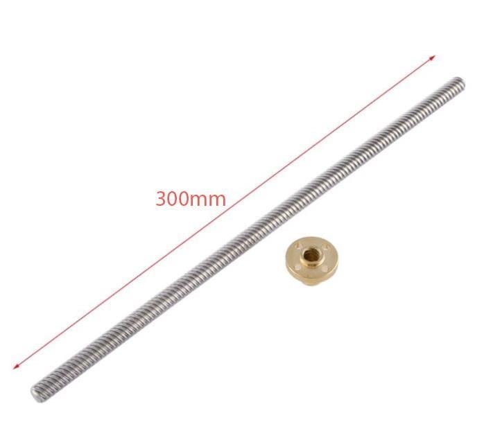 T8 4 Hatve Trapez Mil+Somun(300mm)