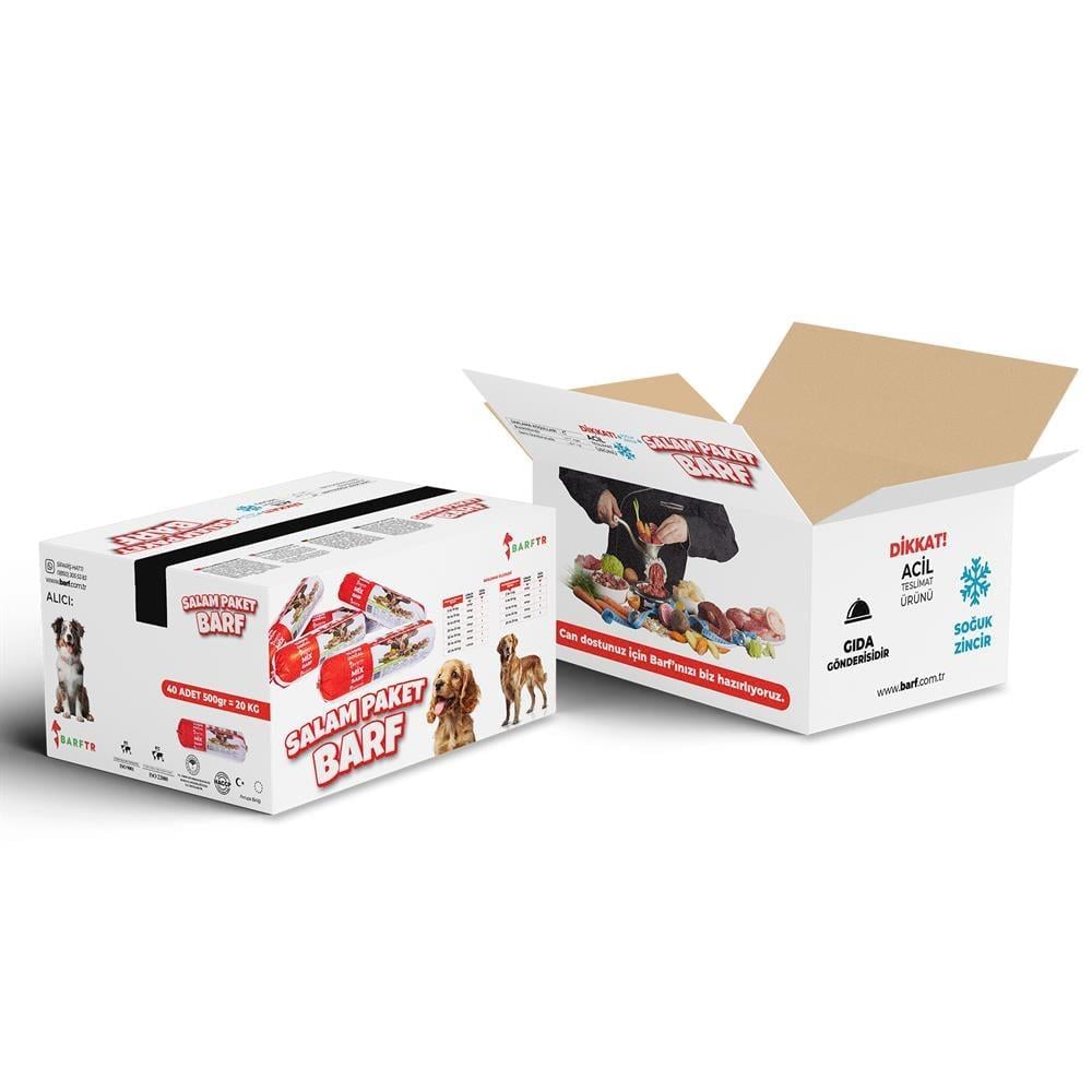 Mix Barf 20 kg 500 GR Salam Paket Tekli Ambalajlarda Köpek Maması