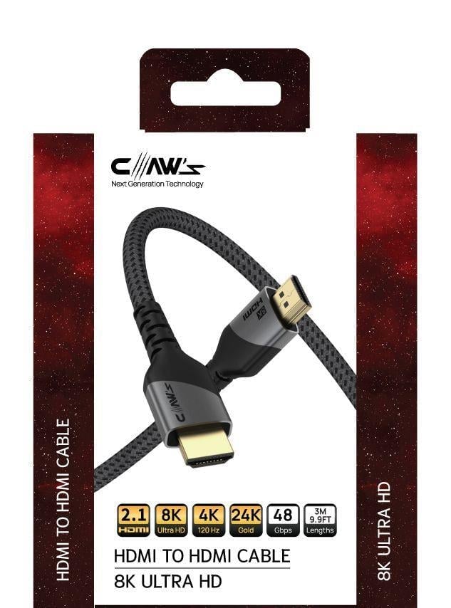 8k UHD HDMI 2.1 48 Gbps / 24K Gold / Alüminyum Gövdeli 8k 60Hz-4K 120Hz-2K 240HZ-FHD 240Hz Destekli Premium HDMI Kablo