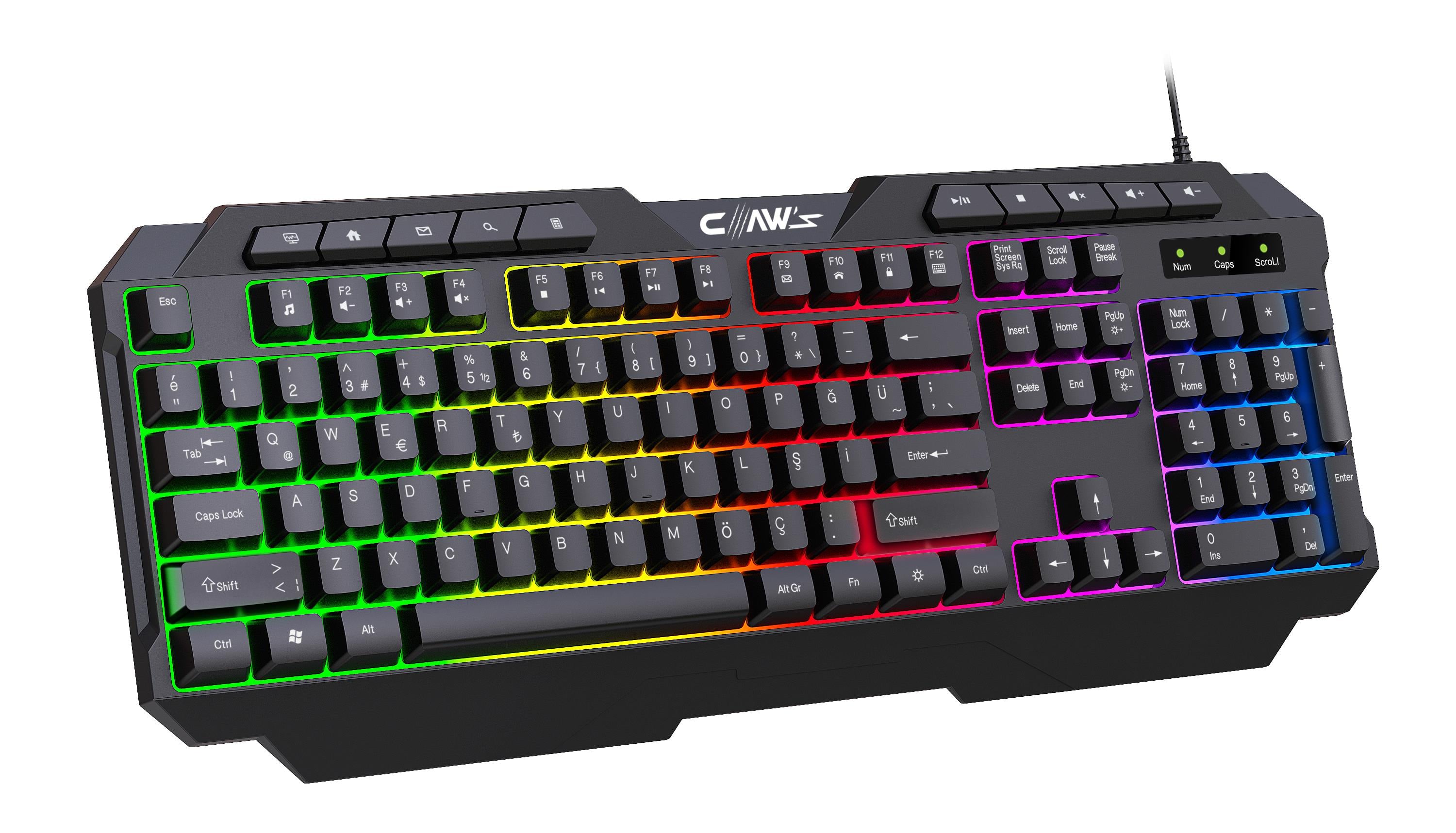 Astral K1 Rainbow Işıklandırmalı 104+10 Multimedya Tuşlu Full Set Dizilim Membran Gaming Oyuncu Klavyesi
