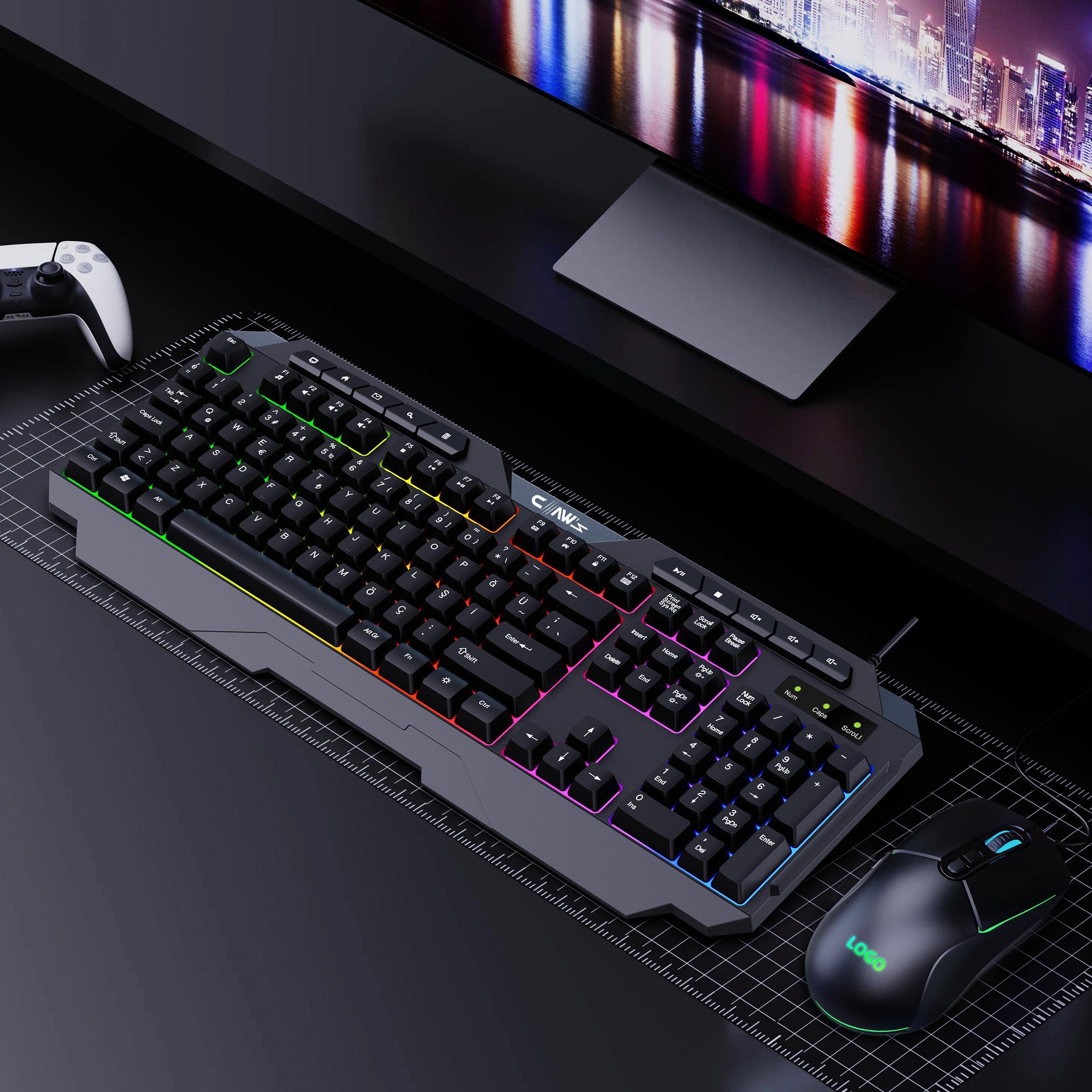 Astral K1 Rainbow Işıklandırmalı 104+10 Multimedya Tuşlu Full Set Dizilim Membran Gaming Oyuncu Klavyesi