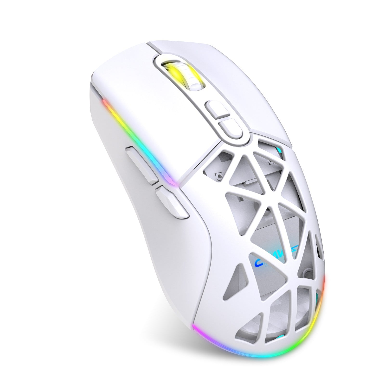 Claw's Nexus Air Pro Kablosuz 24.000 Dpi Pixart PMW3311 Sensör Makro Yazılımlı & Değiştirilebilir Kapaklı RGB Kablosuz Gaming Mouse - Beyaz (2.4 GHz Kablosuz + BT5.1 + Type-C ile Kullanım Desteği)