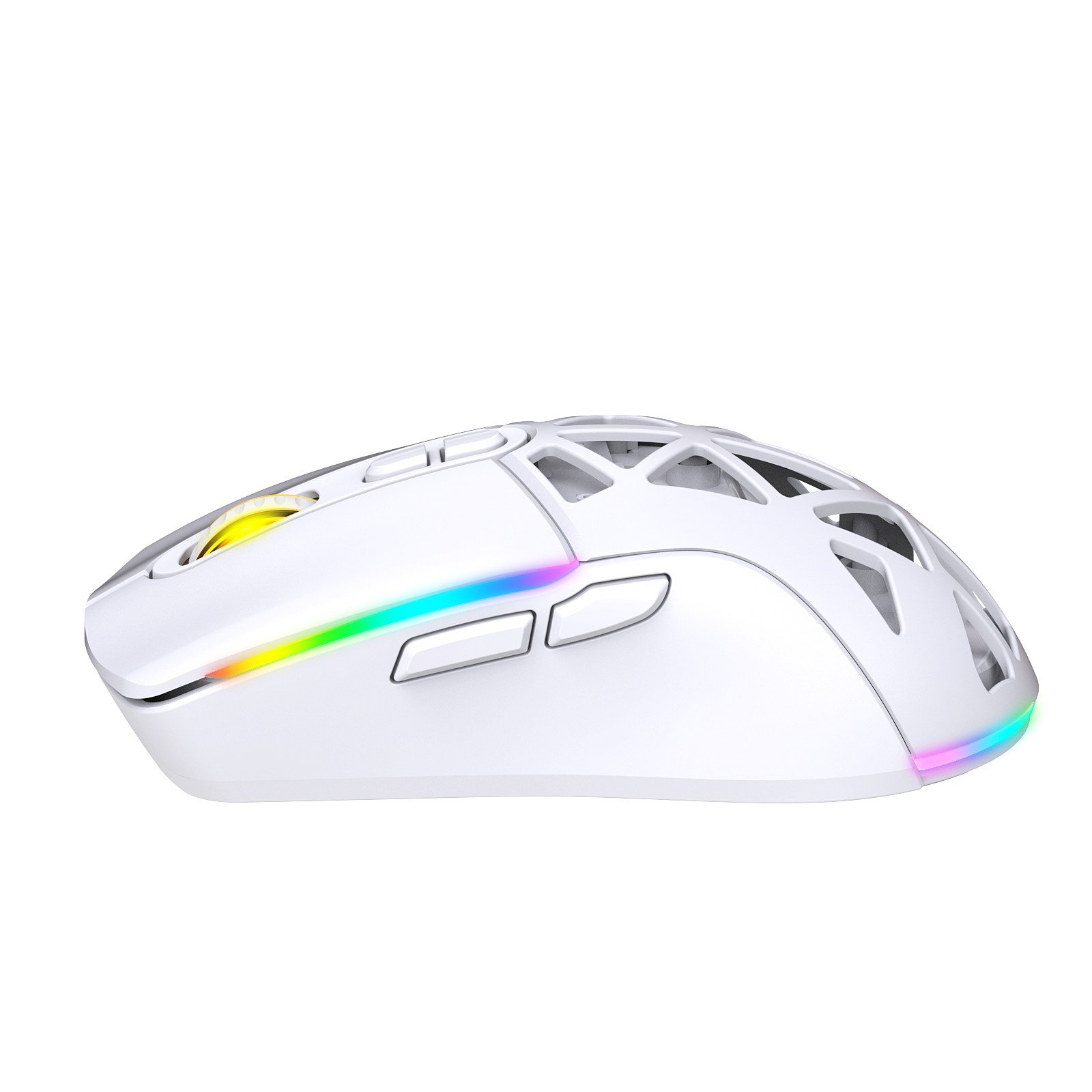 Claw's Nexus Air Pro Kablosuz 24.000 Dpi Pixart PMW3311 Sensör Makro Yazılımlı & Değiştirilebilir Kapaklı RGB Kablosuz Gaming Mouse - Beyaz (2.4 GHz Kablosuz + BT5.1 + Type-C ile Kullanım Desteği)