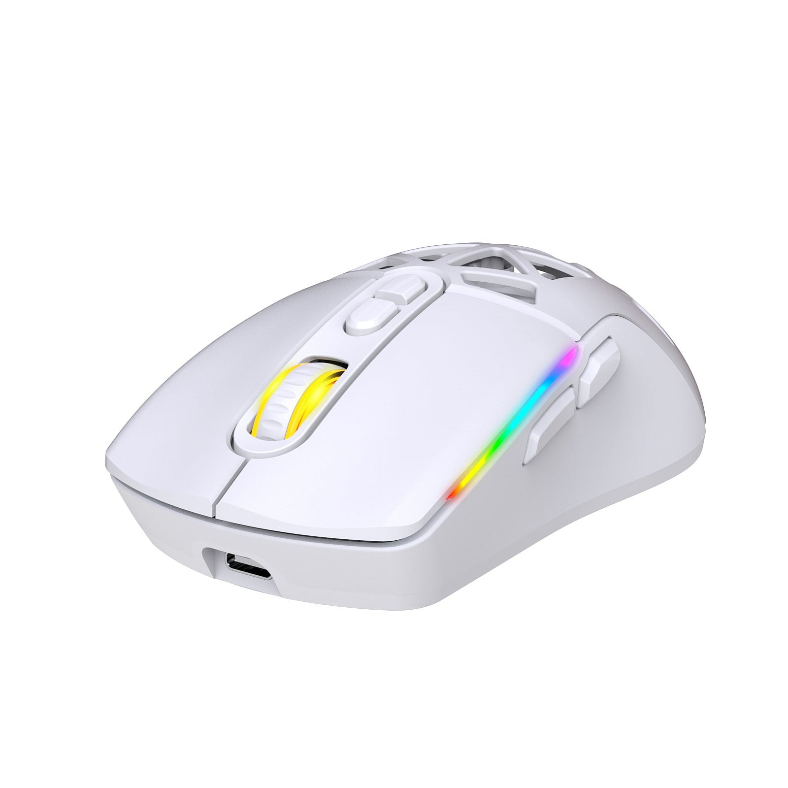 Claw's Nexus Air Pro Kablosuz 24.000 Dpi Pixart PMW3311 Sensör Makro Yazılımlı & Değiştirilebilir Kapaklı RGB Kablosuz Gaming Mouse - Beyaz (2.4 GHz Kablosuz + BT5.1 + Type-C ile Kullanım Desteği)