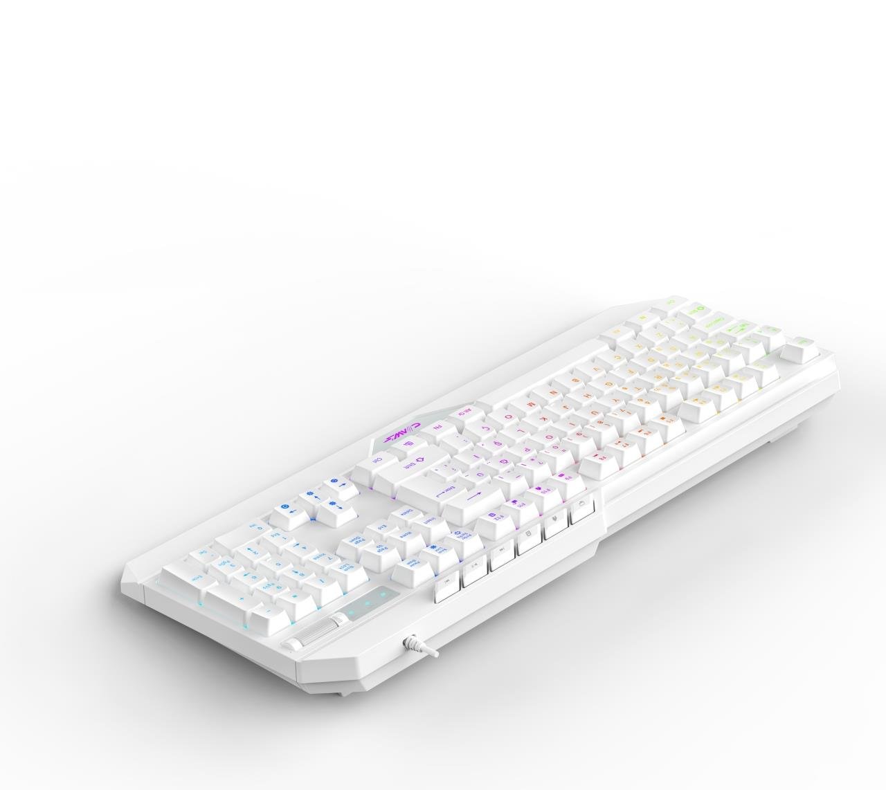 Claw's Nexus K1 RGB & Makro Yazılımlı Full Membran 104 Tuşlu Ekstra Multimedya / Rollover Ses Kontrol Mekanizmalı & Claw's Reflex Örgü Kablolu Gaming Klavye - Beyaz (11 Farklı RGB Efektli)