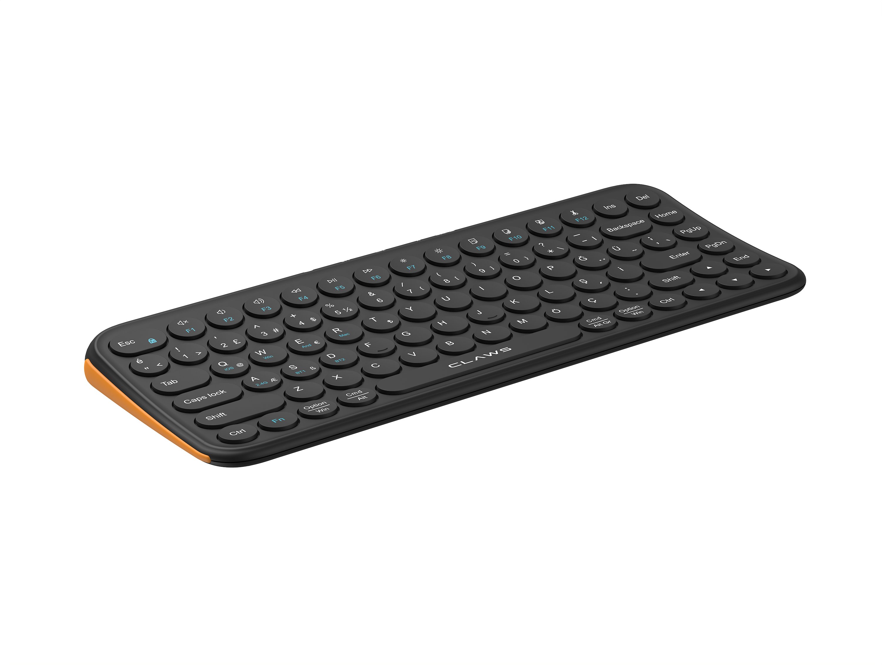 Claw's Orvia Air Kablosuz Klavye - Şık Yuvarlak Tuş Takımı, Dual-Mode (2.4GHz + Çift Bluetooth), 500mAh Şarj Edilebilir Batarya, Windows, MacOS, iOS ve HarmonyOS Uyumlu Mini Ofis Klavyesi