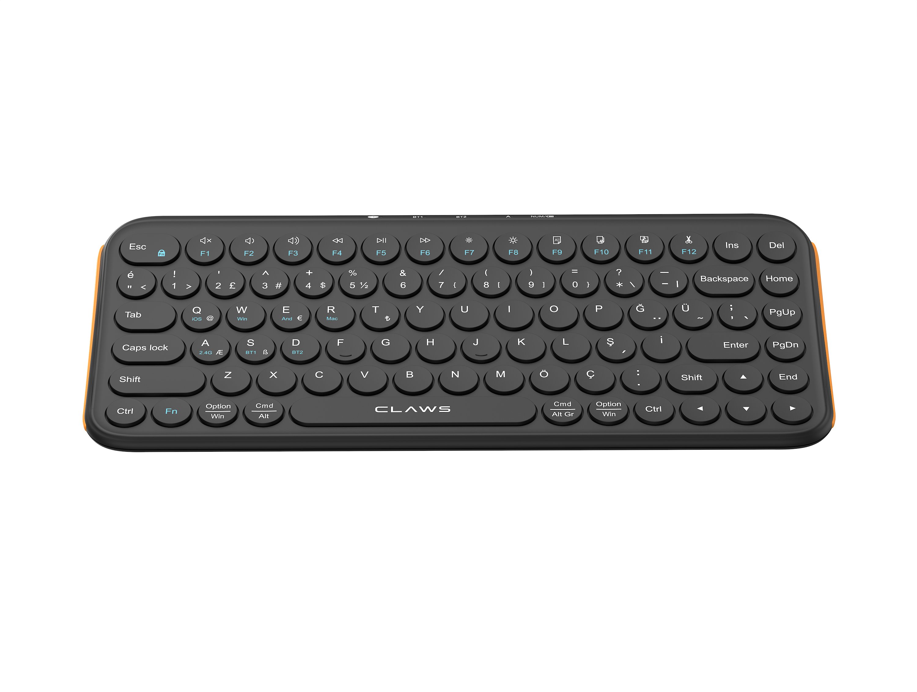 Claw's Orvia Air Kablosuz Klavye - Şık Yuvarlak Tuş Takımı, Dual-Mode (2.4GHz + Çift Bluetooth), 500mAh Şarj Edilebilir Batarya, Windows, MacOS, iOS ve HarmonyOS Uyumlu Mini Ofis Klavyesi