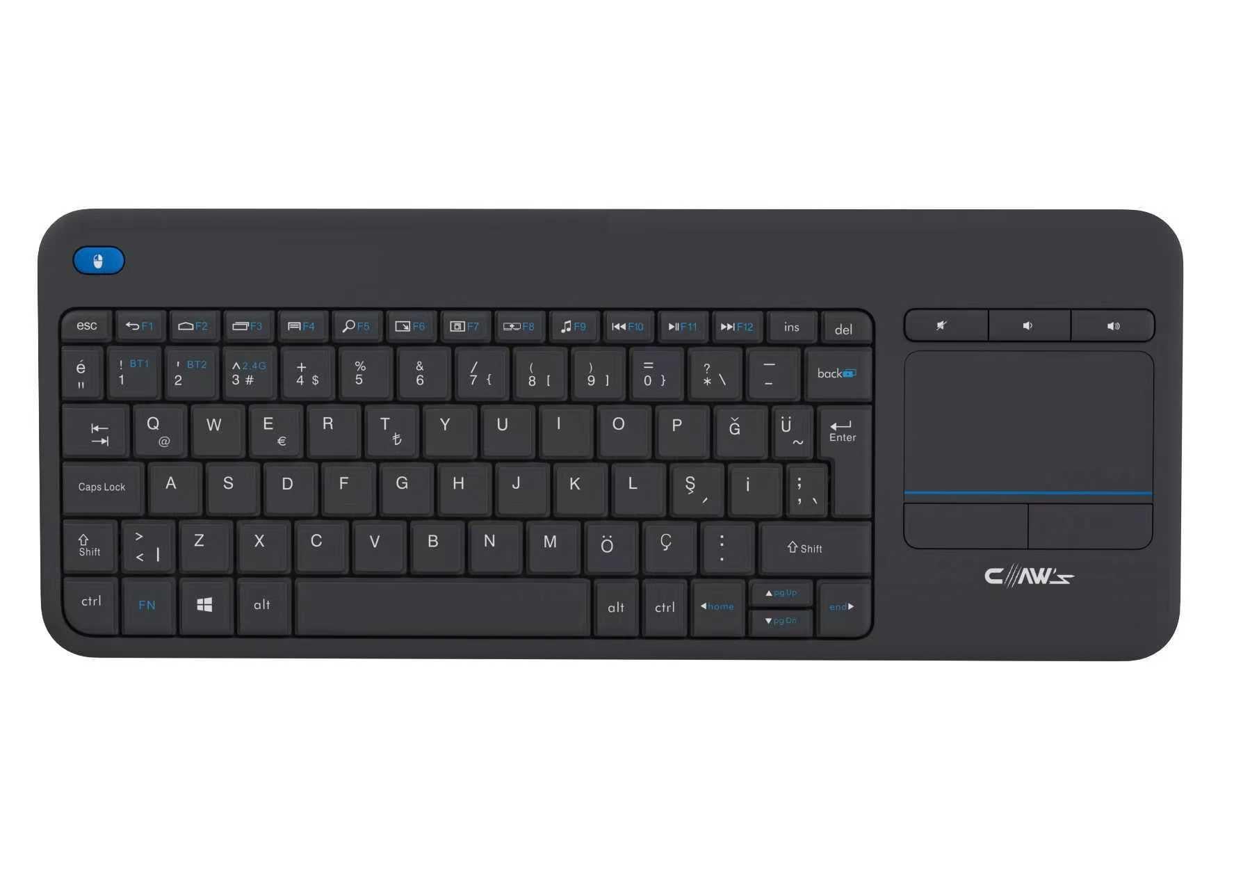 Claw's Orvia Luxe Kablosuz 3 Modlu & Dahili Touchpadli Windows & Macos Uyumlu 6 Aya Kadar Pil Ömürlü Kablosuz Ofis Klavyesi (Çift Bluetooth Profili & 2.4G WiFi Desteği)