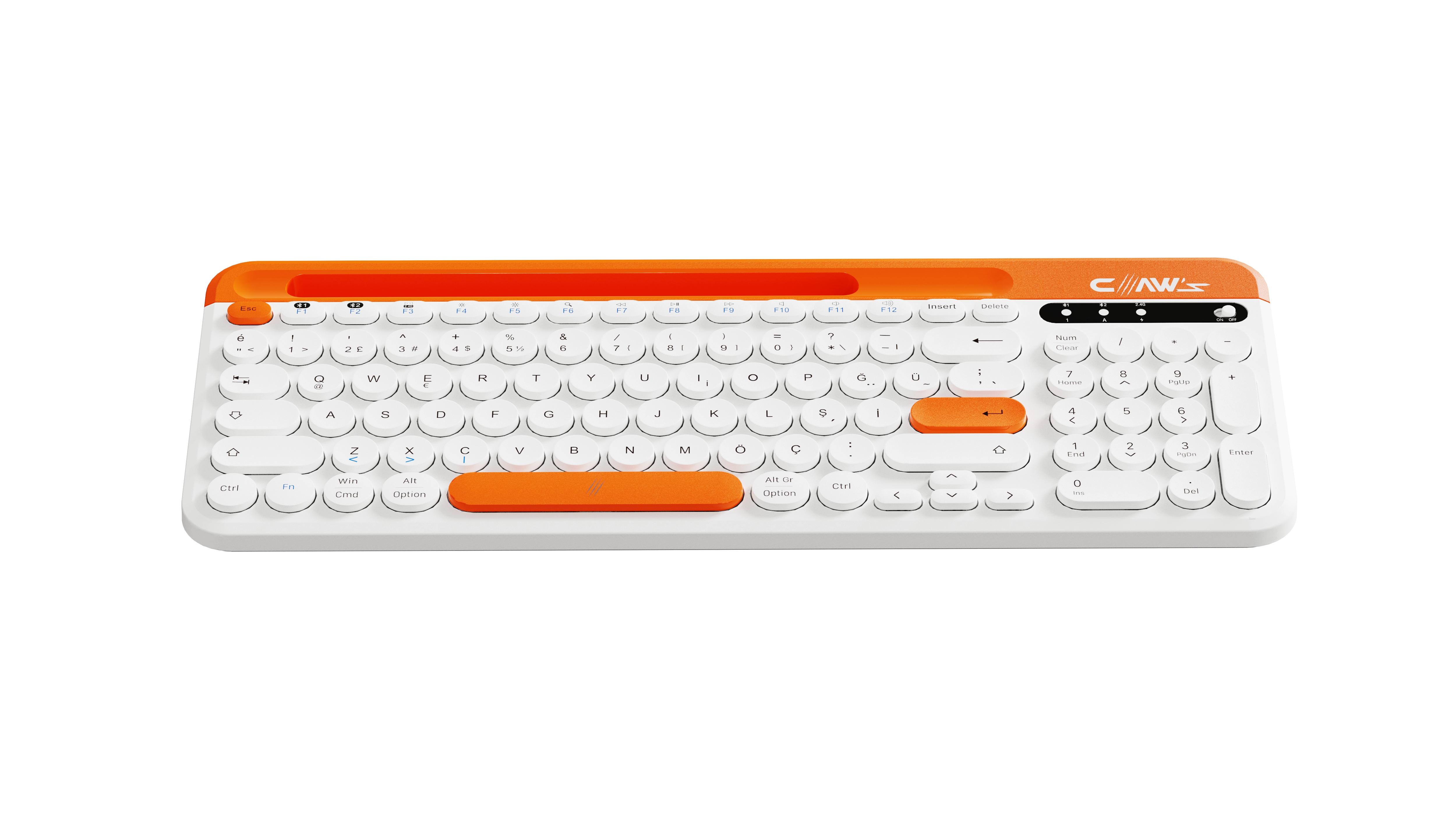 Claw's Palette-O Kablosuz Klavye - Çok Fonksiyonlu Verimlilik ve Multimedya Tuşlu, Tri-Mode (2.4GHz + Çift Bluetooth), Windows, macOS, iOS ve Android Uyumlu Kablosuz Ofis Klavyesi