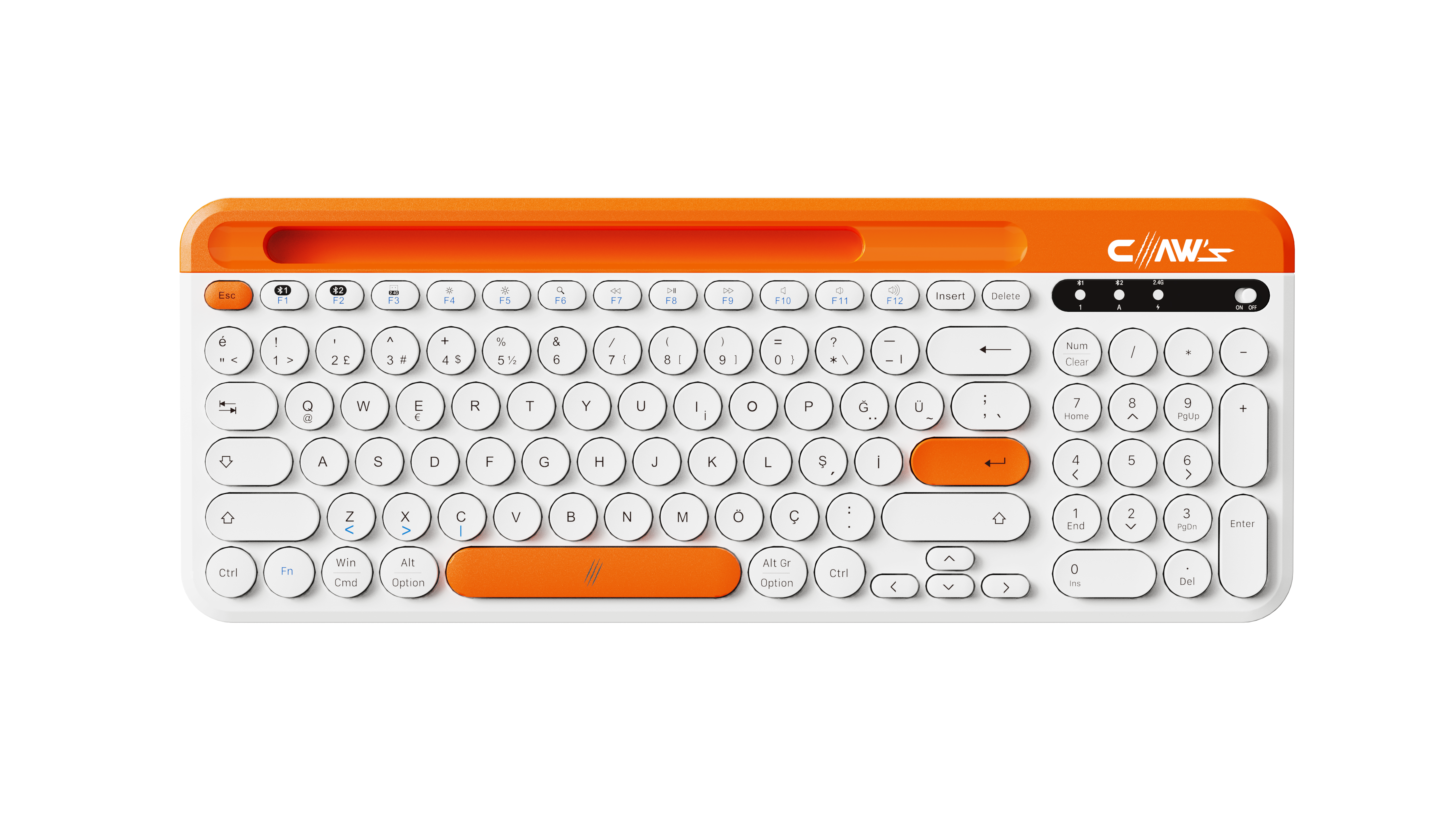Claw's Palette-O Kablosuz Klavye - Çok Fonksiyonlu Verimlilik ve Multimedya Tuşlu, Tri-Mode (2.4GHz + Çift Bluetooth), Windows, macOS, iOS ve Android Uyumlu Kablosuz Ofis Klavyesi