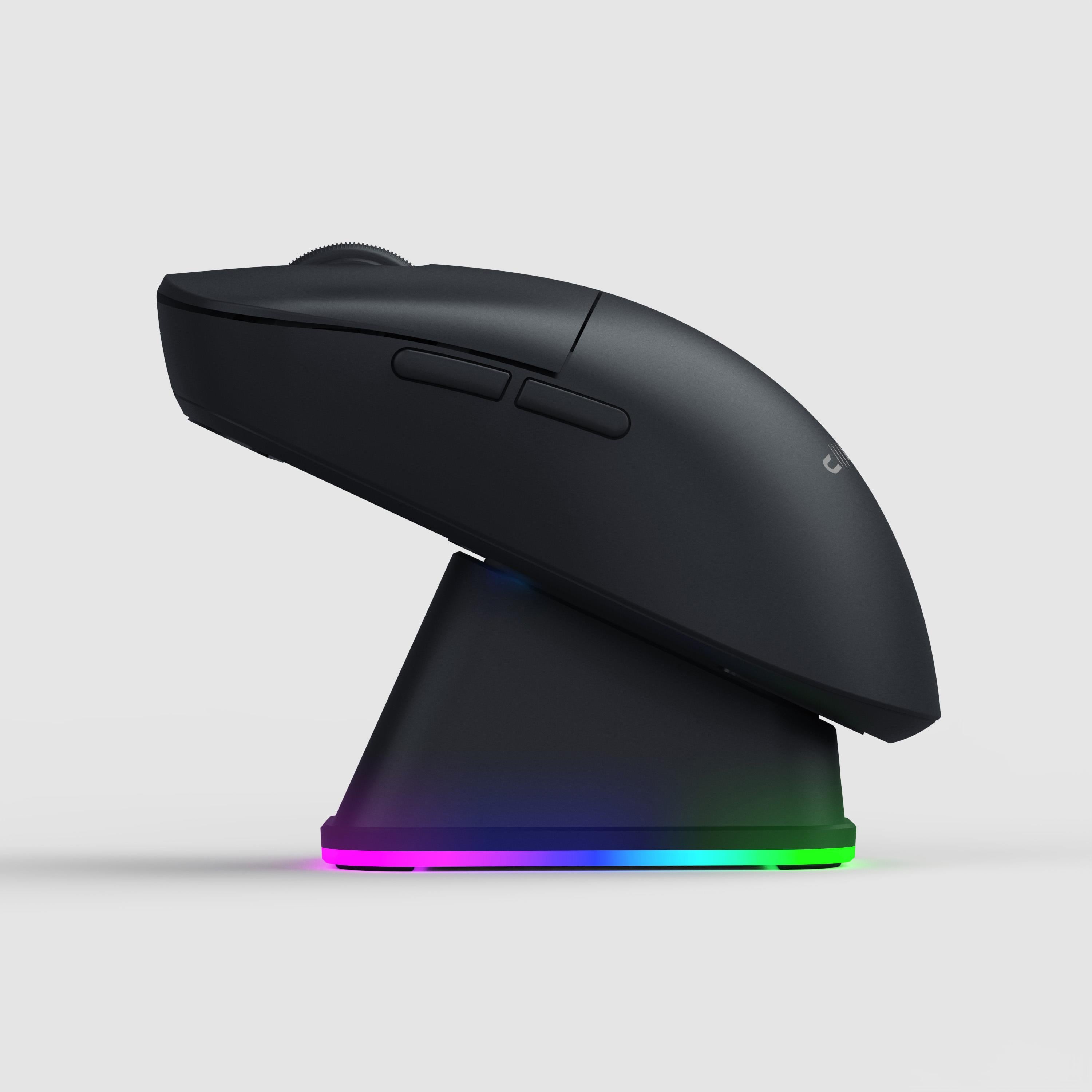 Claw's Rajin Blaze Çift Modlu Kablosuz 12000 Dpi RGB Şarj Standlı & Makro Yazılımlı Kablosuz Gaming Mouse - Siyah (2.4 GHz Kablosuz + Bluetooth)