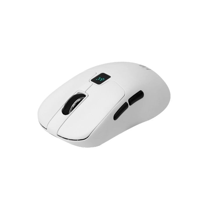 Claw's Rajin Strike Üç Modlu Kablosuz & Kablolu 12800 Dpi LCD Ekran & Makro Yazılımlı Kablosuz Gaming Mouse - Beyaz (2.4 GHz Kablosuz + BT5.1 + Type-C ile Kullanım Desteği)