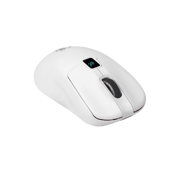 Claw's Rajin Strike Üç Modlu Kablosuz & Kablolu 12800 Dpi LCD Ekran & Makro Yazılımlı Kablosuz Gaming Mouse - Beyaz (2.4 GHz Kablosuz + BT5.1 + Type-C ile Kullanım Desteği)