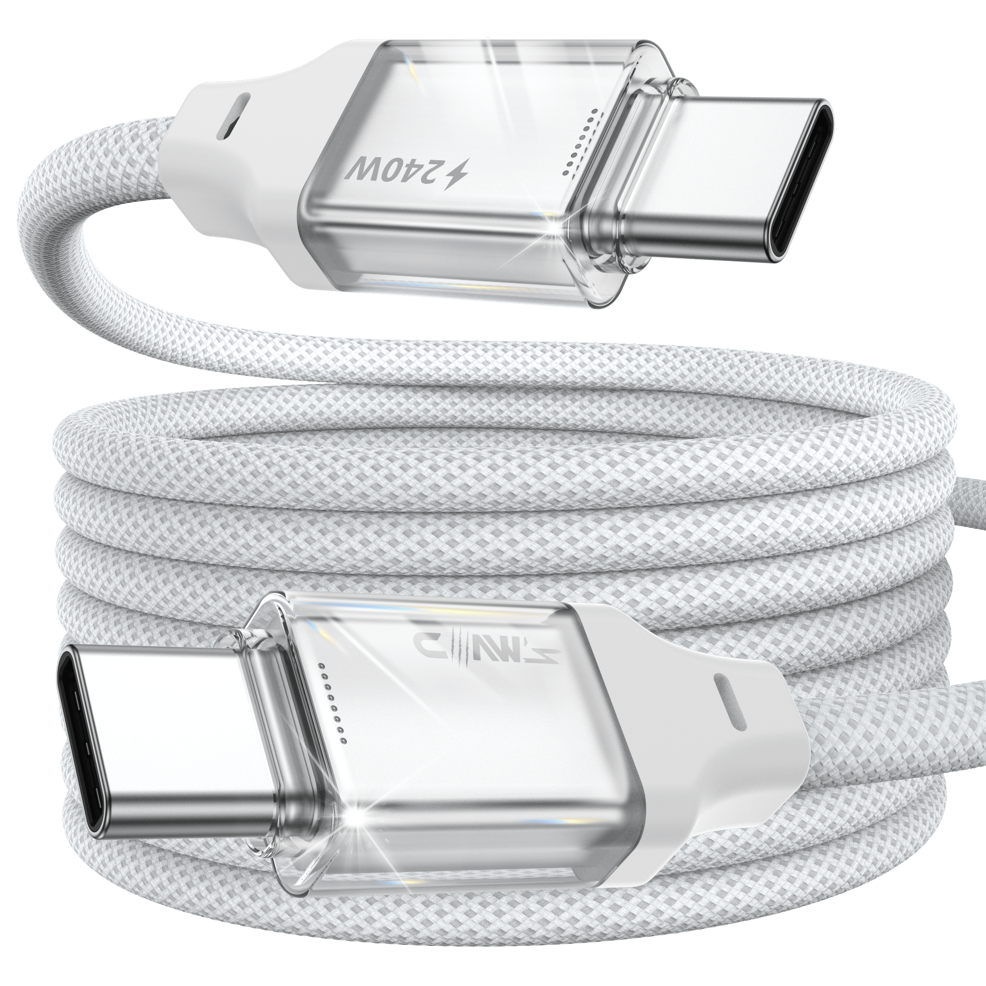Claw's USB4.0 Silikon Örgülü Kablo - 240W (48V/5A) Ultra Hızlı Şarj, 40Gbps Veri Transfer Hızı, 8K 60Hz Görüntü ve Ses Aktarımı, Type-C Thunderbolt 3/4 Uyumlu Esnek Dönüştürücü Kablo
