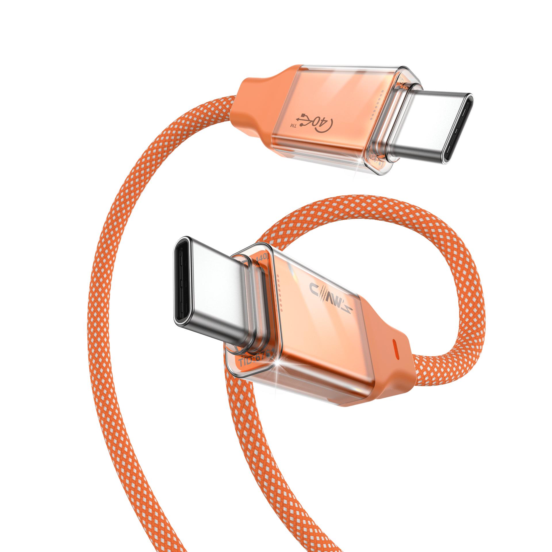 CLAW'S VOLTLİNK C240-D USB4.0 Silikon Örgülü Kablo - 240W (48V/5A) Ultra Hızlı Şarj, 40Gbps Veri Transfer Hızı, 8K 60Hz Görüntü ve Ses Aktarımı, Type-C Thunderbolt 3/4 Uyumlu Esnek Dönüştürücü Adaptör Kablosu