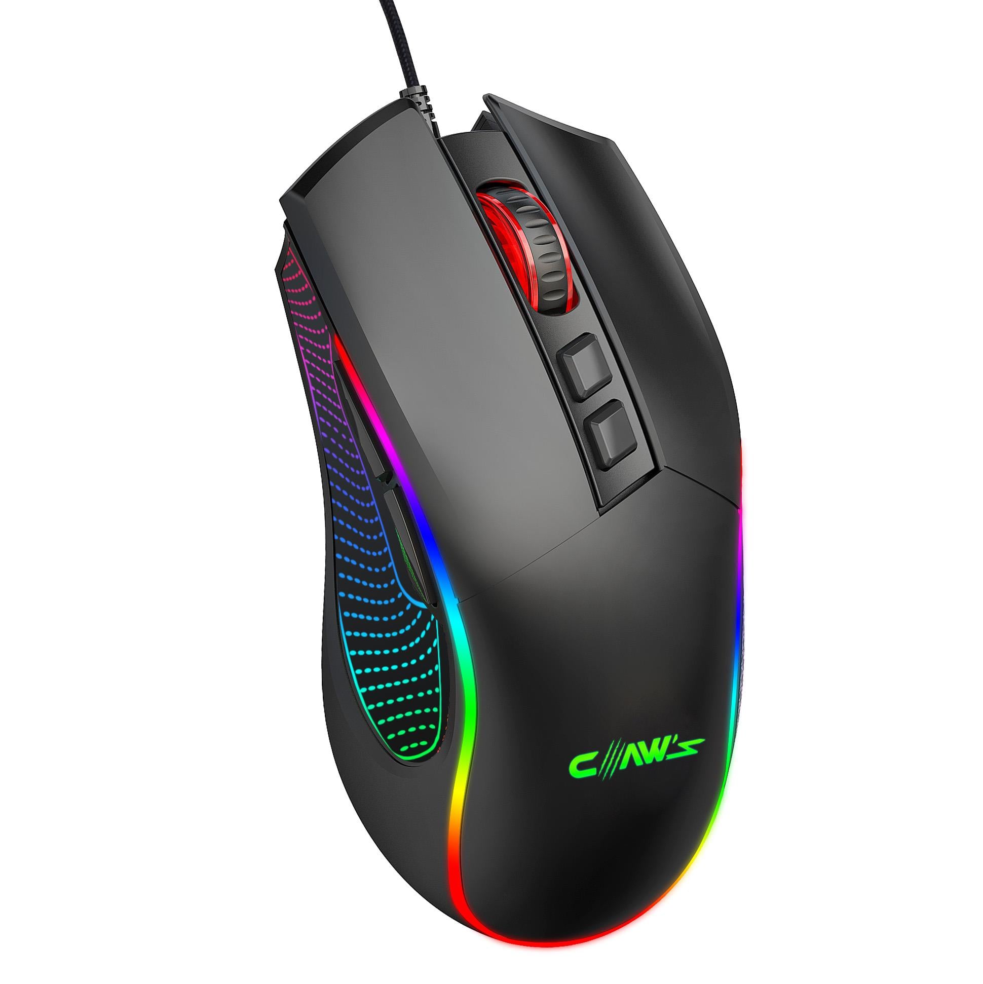 Crossfire V1 12800 Dpi Full Wide RGB Özel ABS Doku & Claw's Reflex Örgü Kablolu Gaming Mouse - Siyah