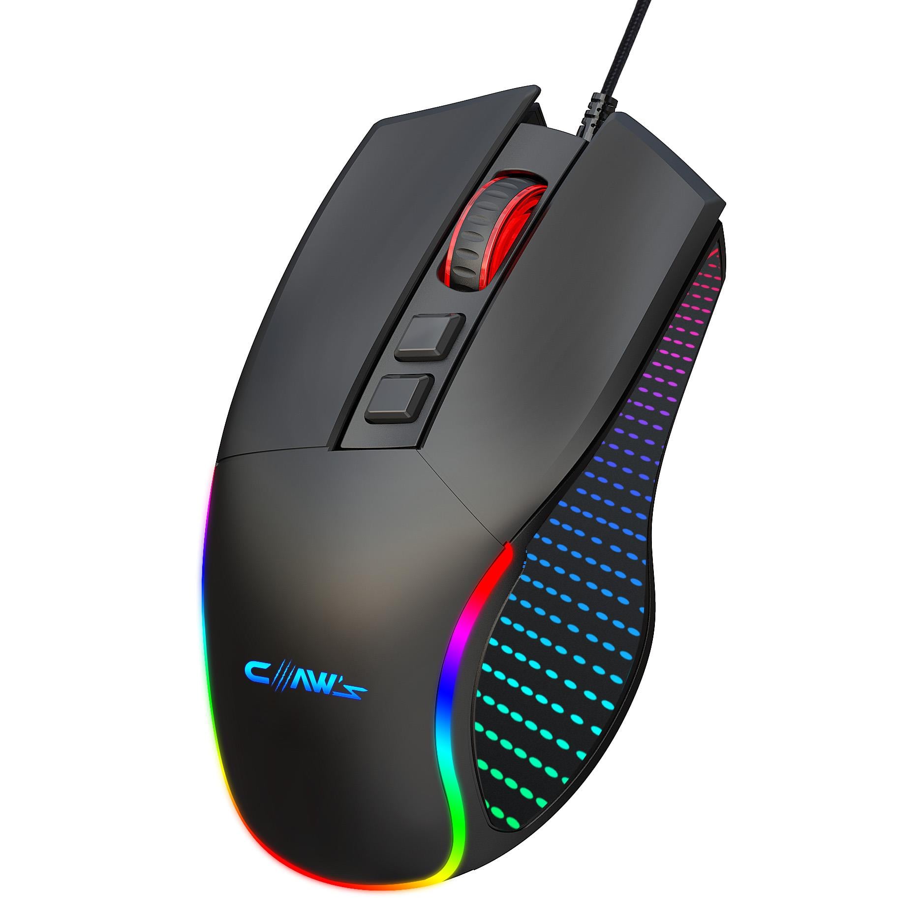 Crossfire V1 12800 Dpi Full Wide RGB Özel ABS Doku & Claw's Reflex Örgü Kablolu Gaming Mouse - Siyah