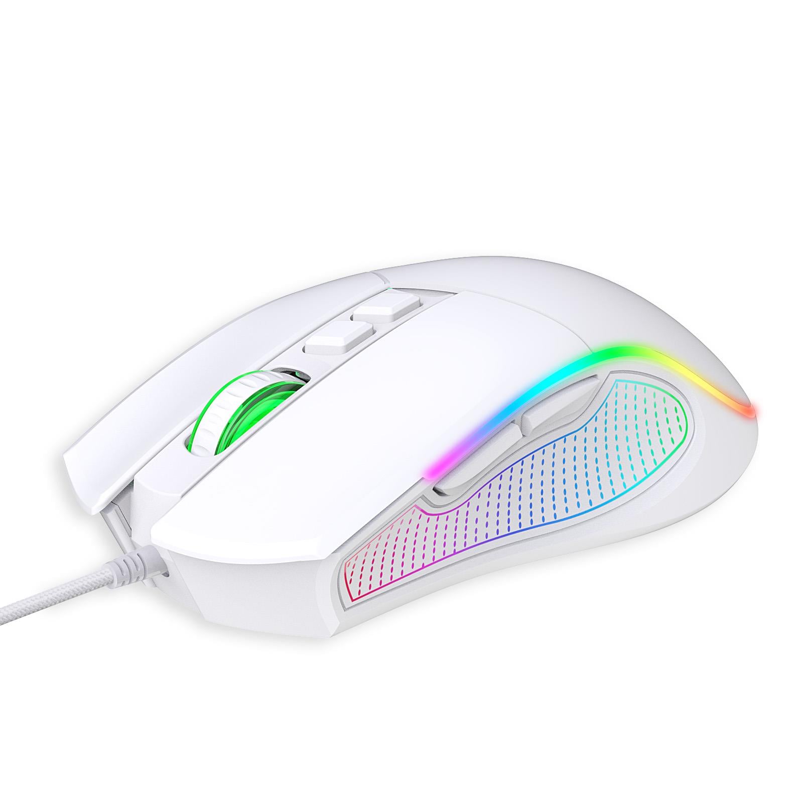 Crossfire V1 12800 Dpi Full Wide RGB Özel ABS Doku & Claw's Reflex Örgü Kablolu Gaming Mouse - Beyaz