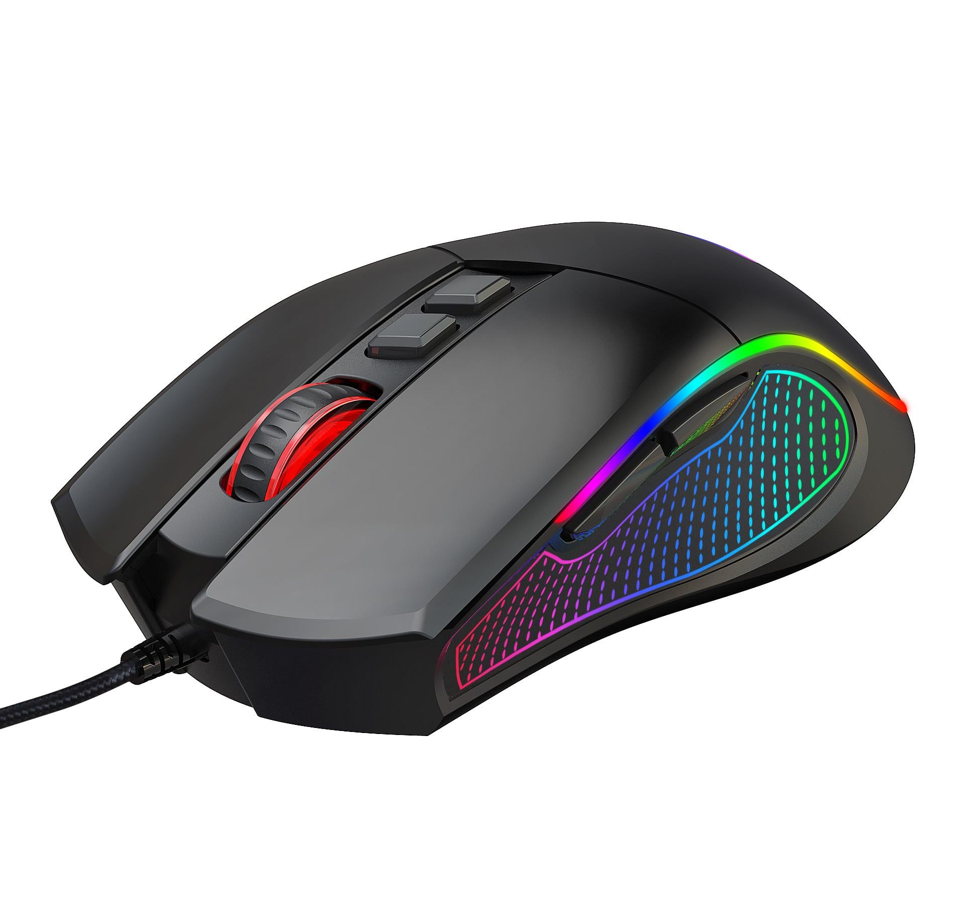 Crossfire V1 12800 Dpi Full Wide RGB Özel ABS Doku & Claw's Reflex Örgü Kablolu Gaming Mouse - Siyah