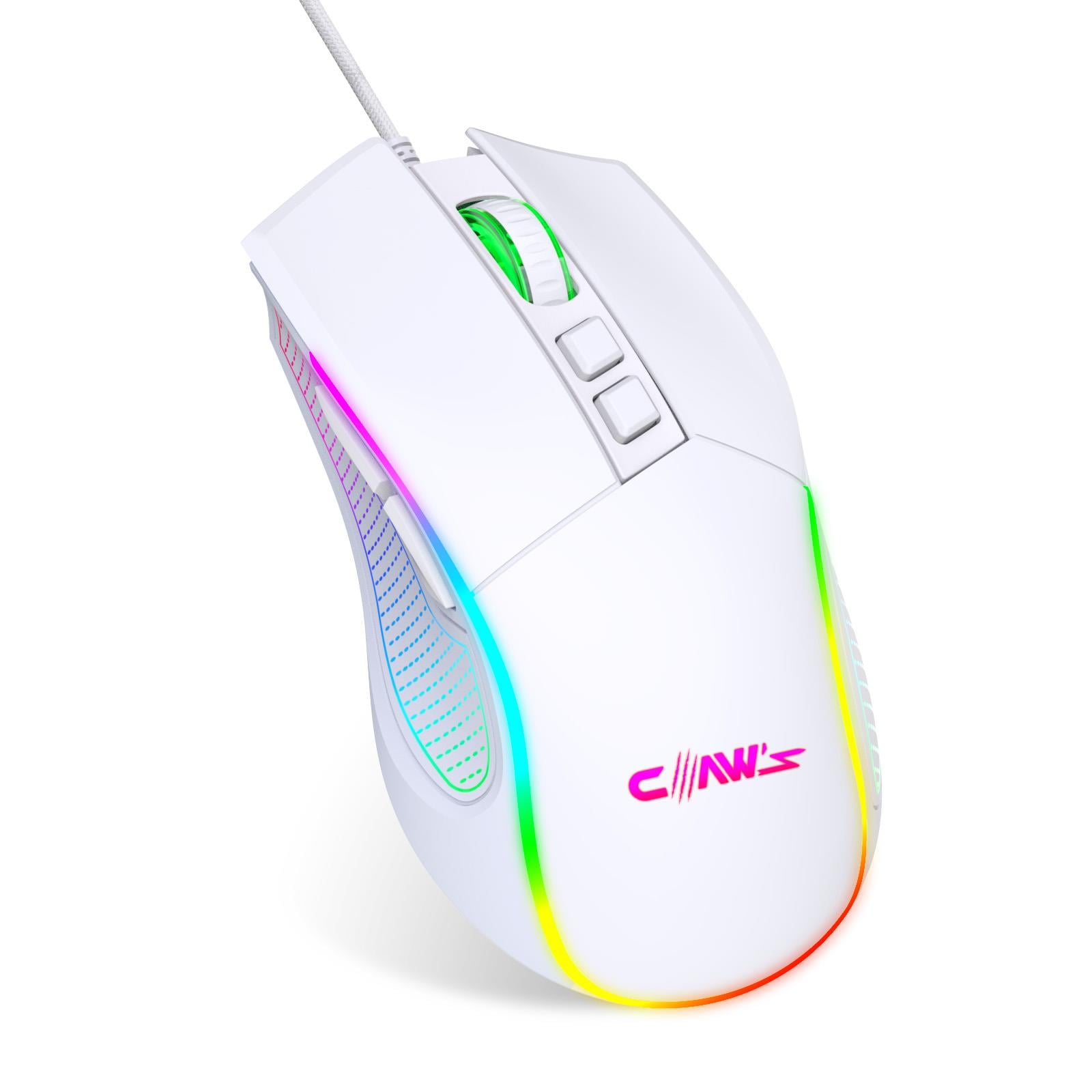 Crossfire V1 12800 Dpi Full Wide RGB Özel ABS Doku & Claw's Reflex Örgü Kablolu Gaming Mouse - Beyaz