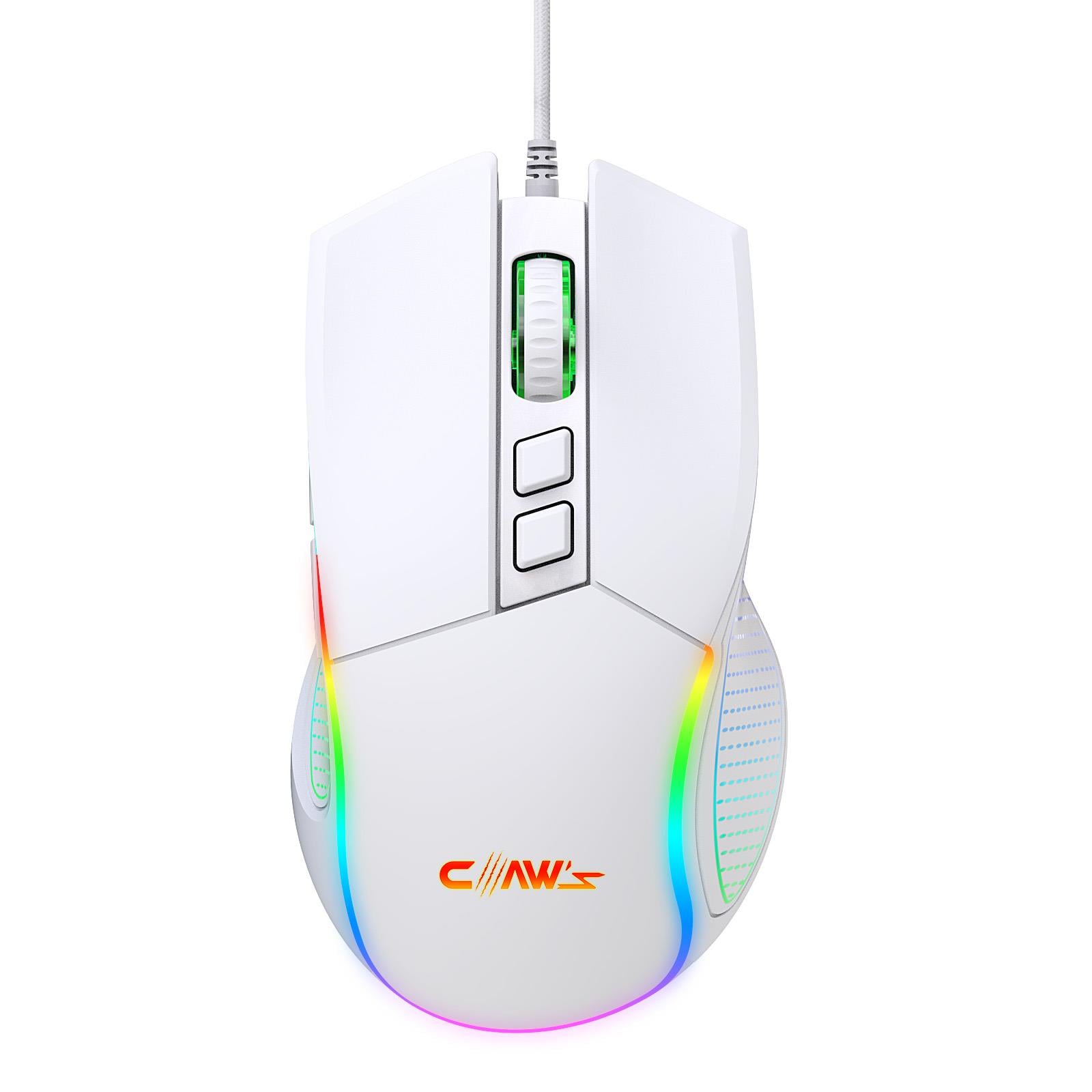 Crossfire V1 12800 Dpi Full Wide RGB Özel ABS Doku & Claw's Reflex Örgü Kablolu Gaming Mouse - Beyaz